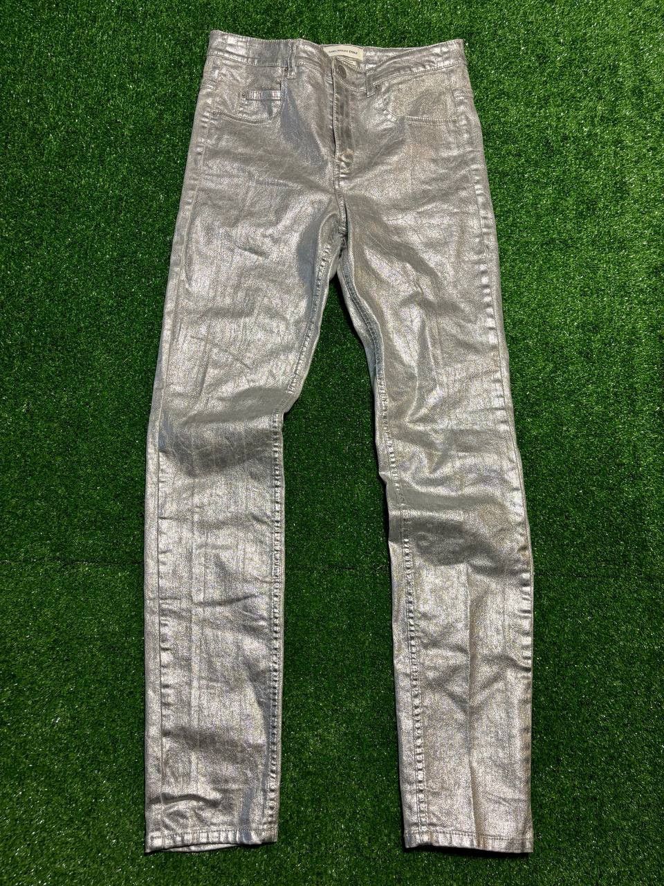 Isabel Marant Etoile Isabel Marant Etoile Silver Coated Metallic Skinny Jeans Size 25" / US 0 / IT 36 - 2 Thumbnail