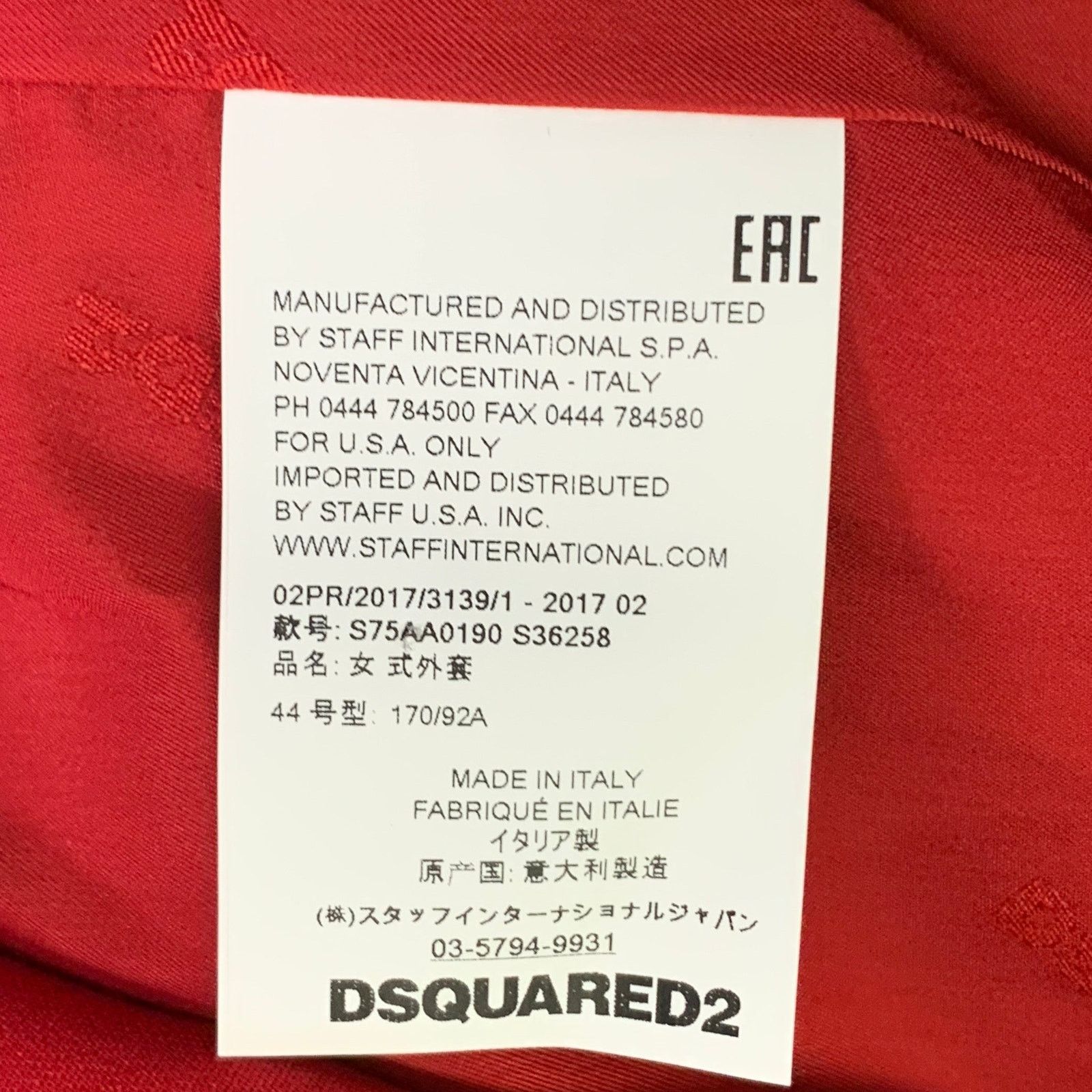 Dsquared2 Size M Red Wool Blend Double Breasted Peak Lapel Coat Size M / US 6-8 / IT 42-44 - 7 Thumbnail