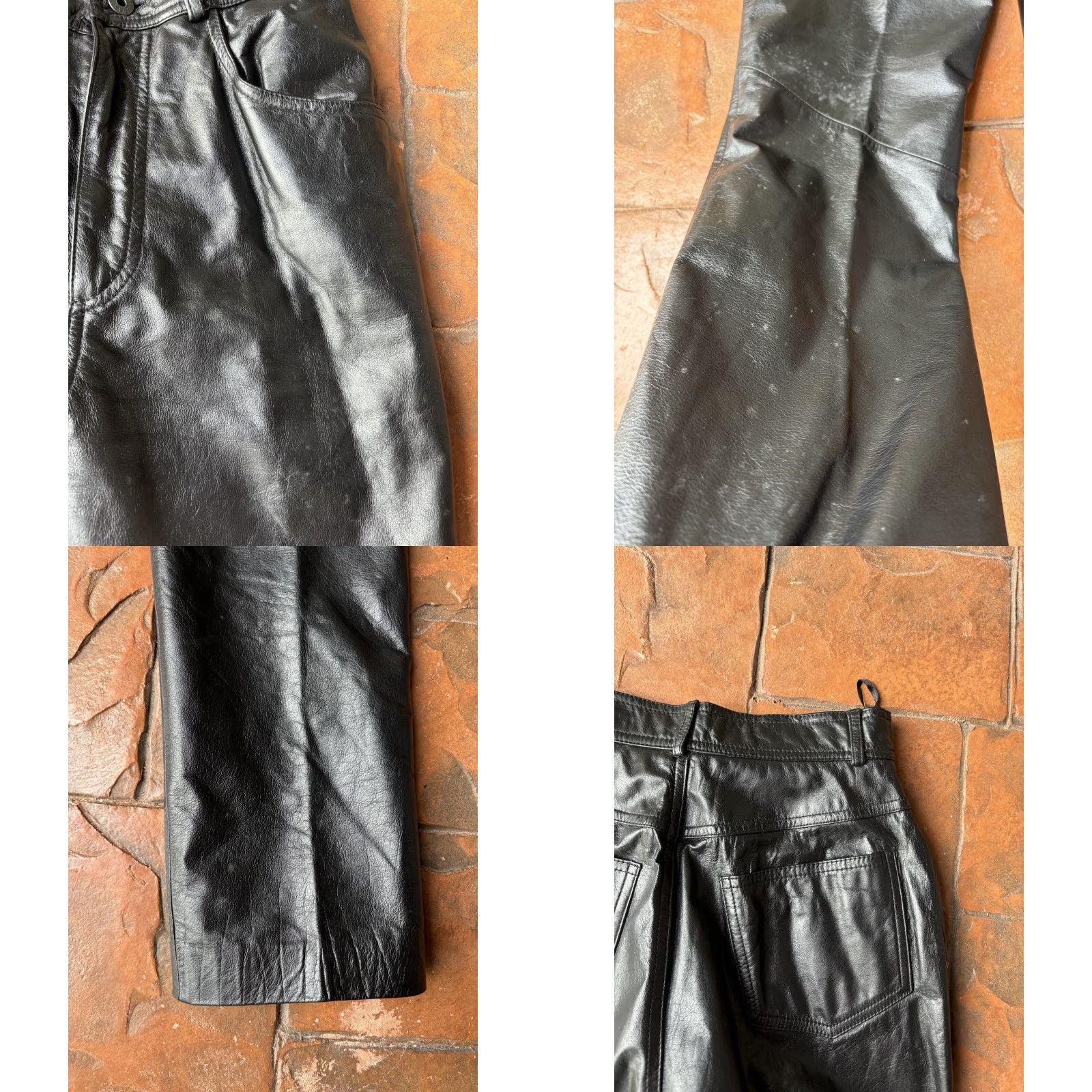 Vintage Danier Leather Pants Womens 6 Black Genuine Leather Straight Leg Dress Pants 90s Motorcycle Biker Zipper Lined Slim High Rise Size 28" / US 6 / IT 42 - 8 Thumbnail