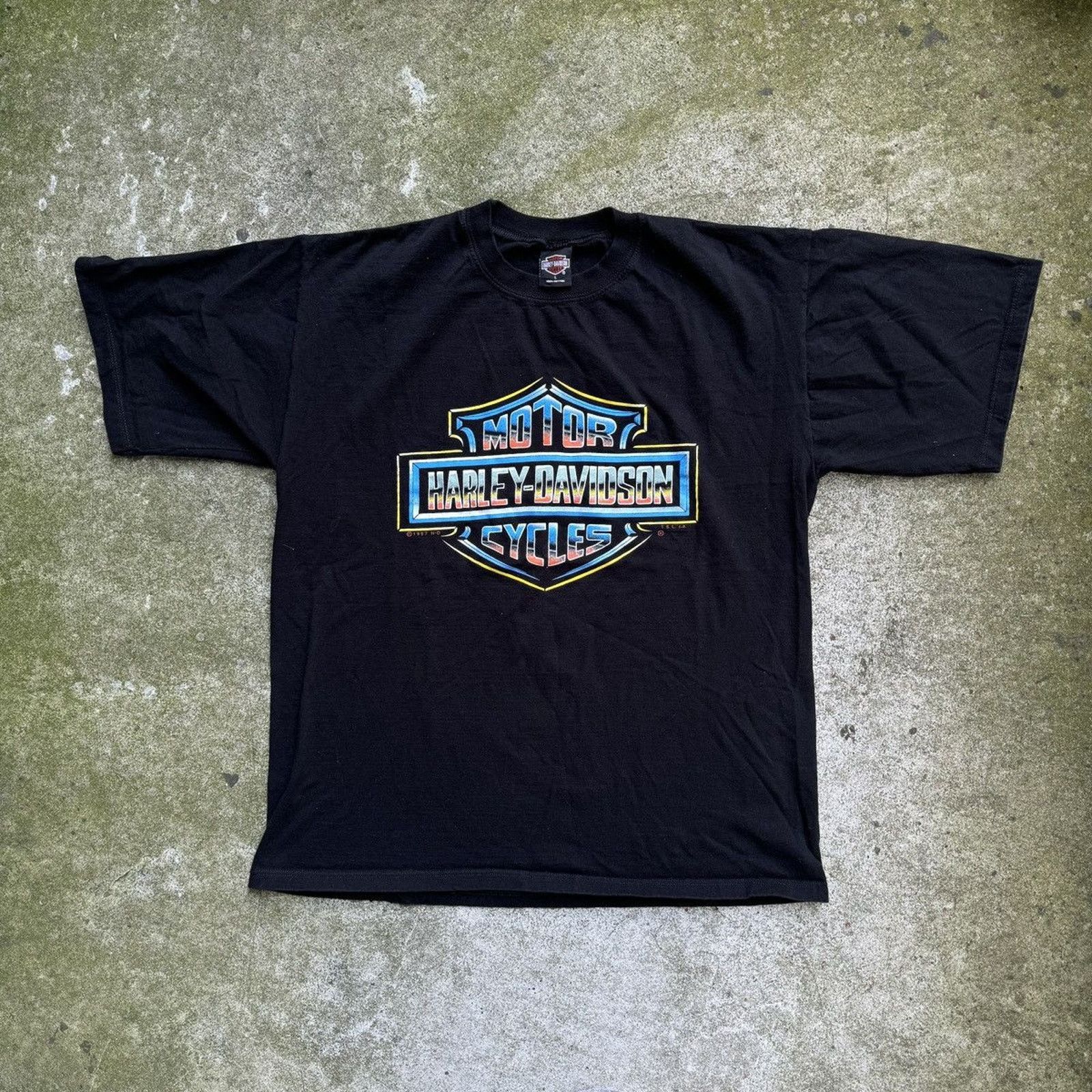Harley Davidson Harley Oversized Chrome Big Logo Shirt ERD Grunge Biker WCC Size US L / EU 52-54 / 3 - 10 Thumbnail