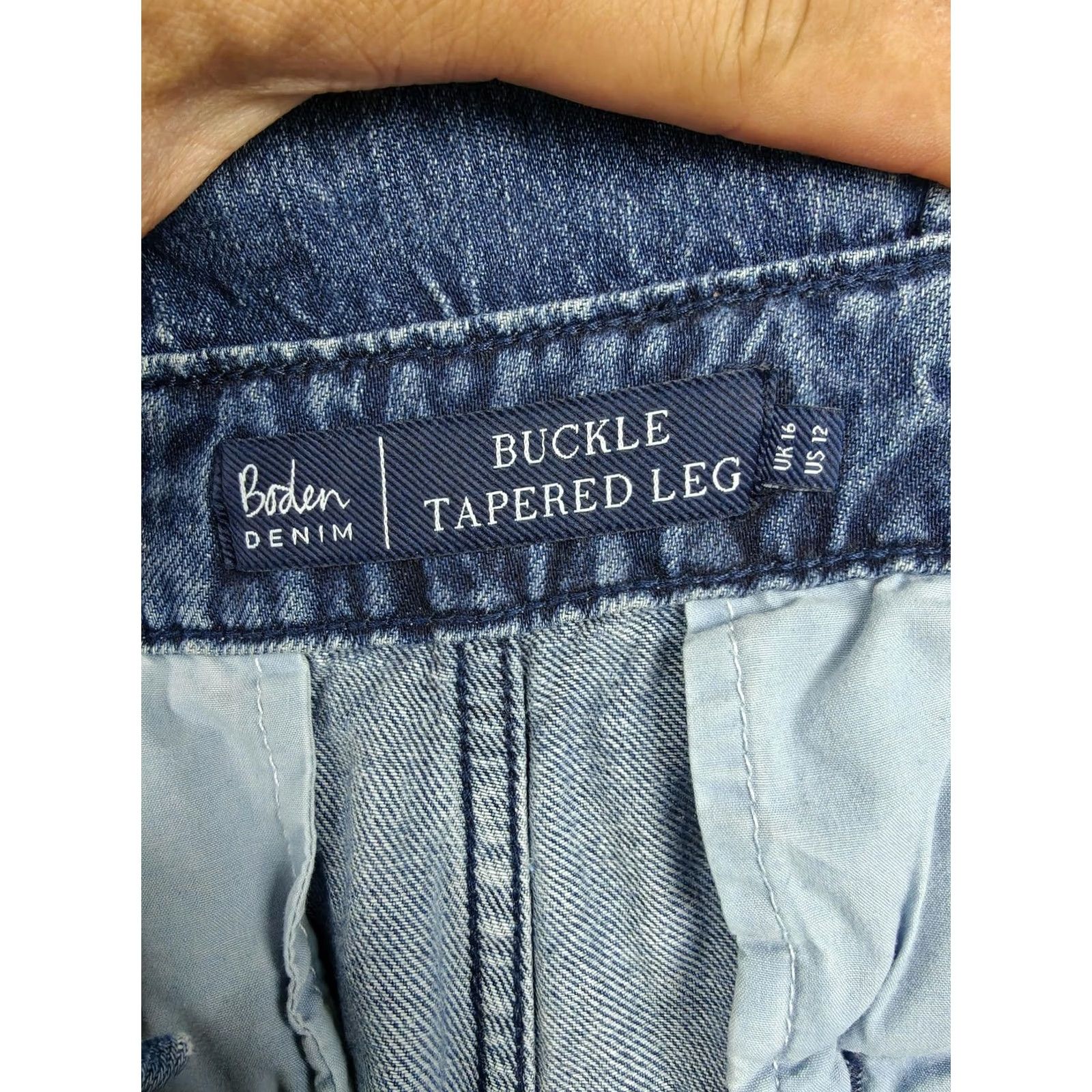 Boden Boden Buckle Tapered Leg Jeans Womens 12 Blue High Rise Adjustable Waist Denim Pants Size 34" / US 12 / IT 48 - 4 Thumbnail