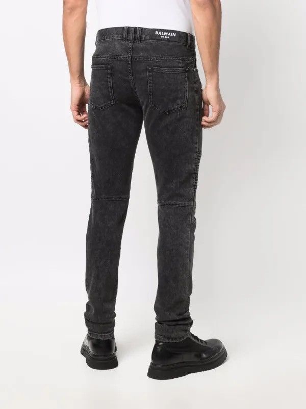 Balmain Balmain Paris Biker Ribbed Knee Slim Jeans Black Size 31 Size US 31 - 3 Thumbnail