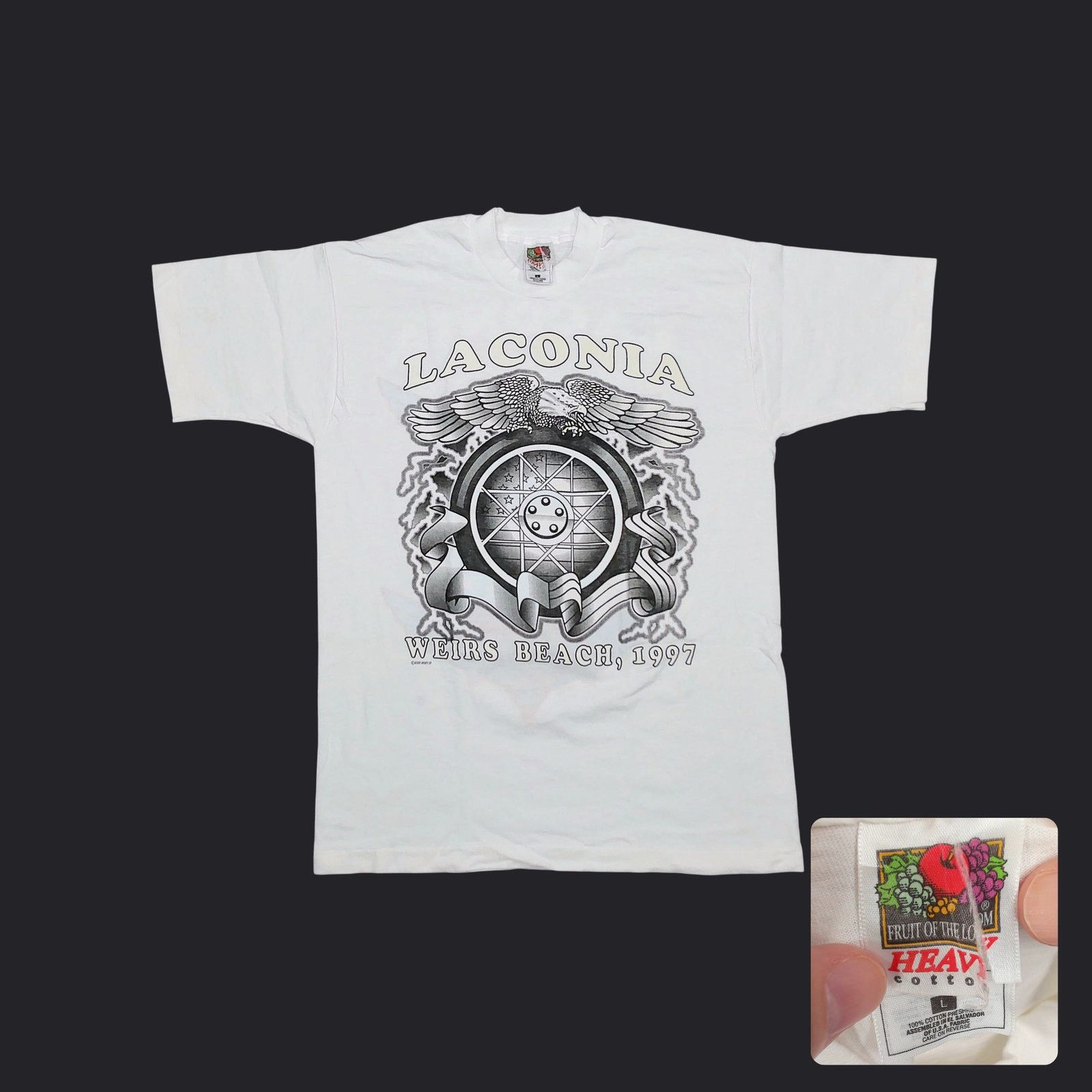 Fruit Of The Loom 1997 Laconia Motorcycle Rally 1-of-1 Strike-Off Sample Size US L / EU 52-54 / 3 - 1 Thumbnail