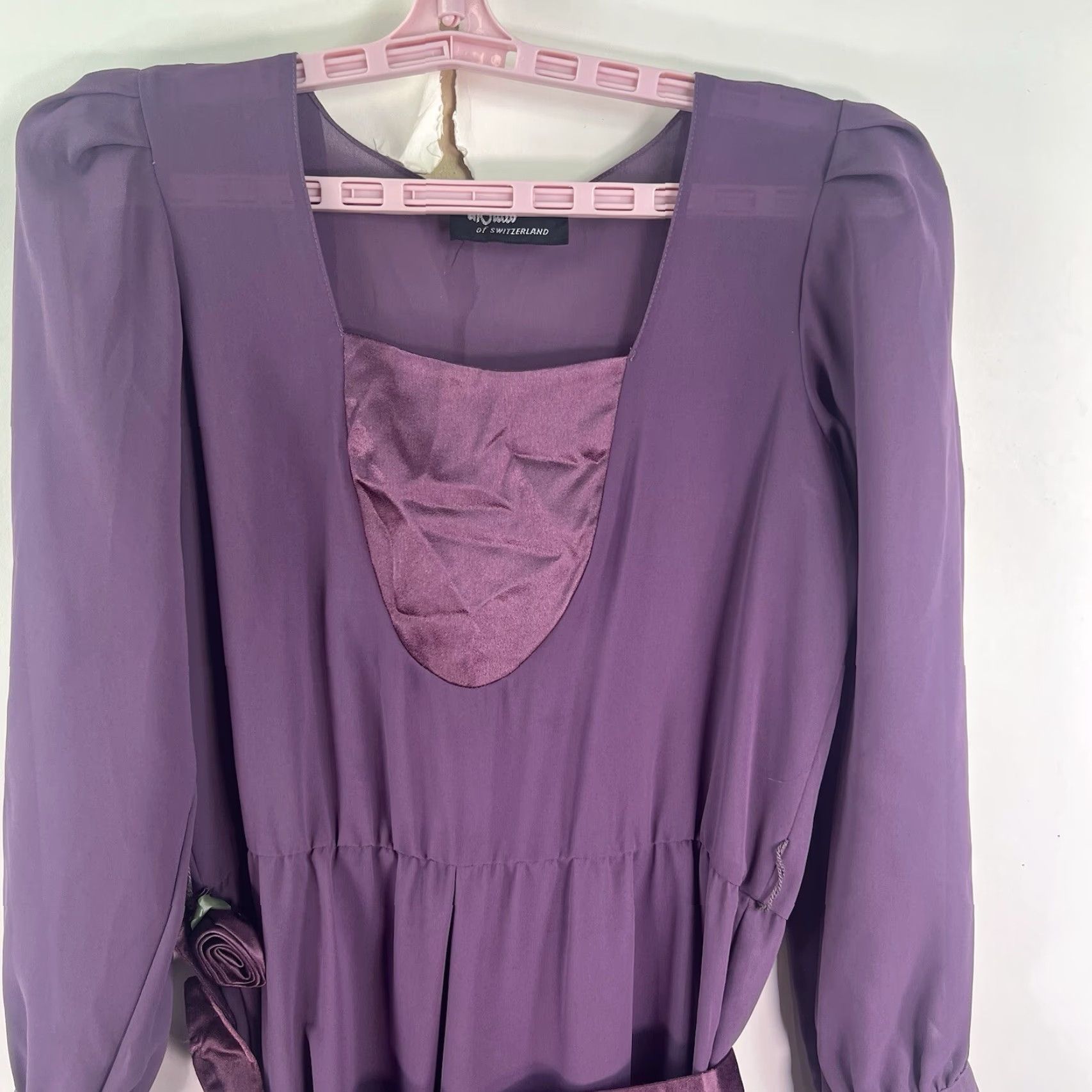 Vintage Ursula of Switzerland Dress Belted Plum Size 7/8 Size M / US 6-8 / IT 42-44 - 2 Thumbnail