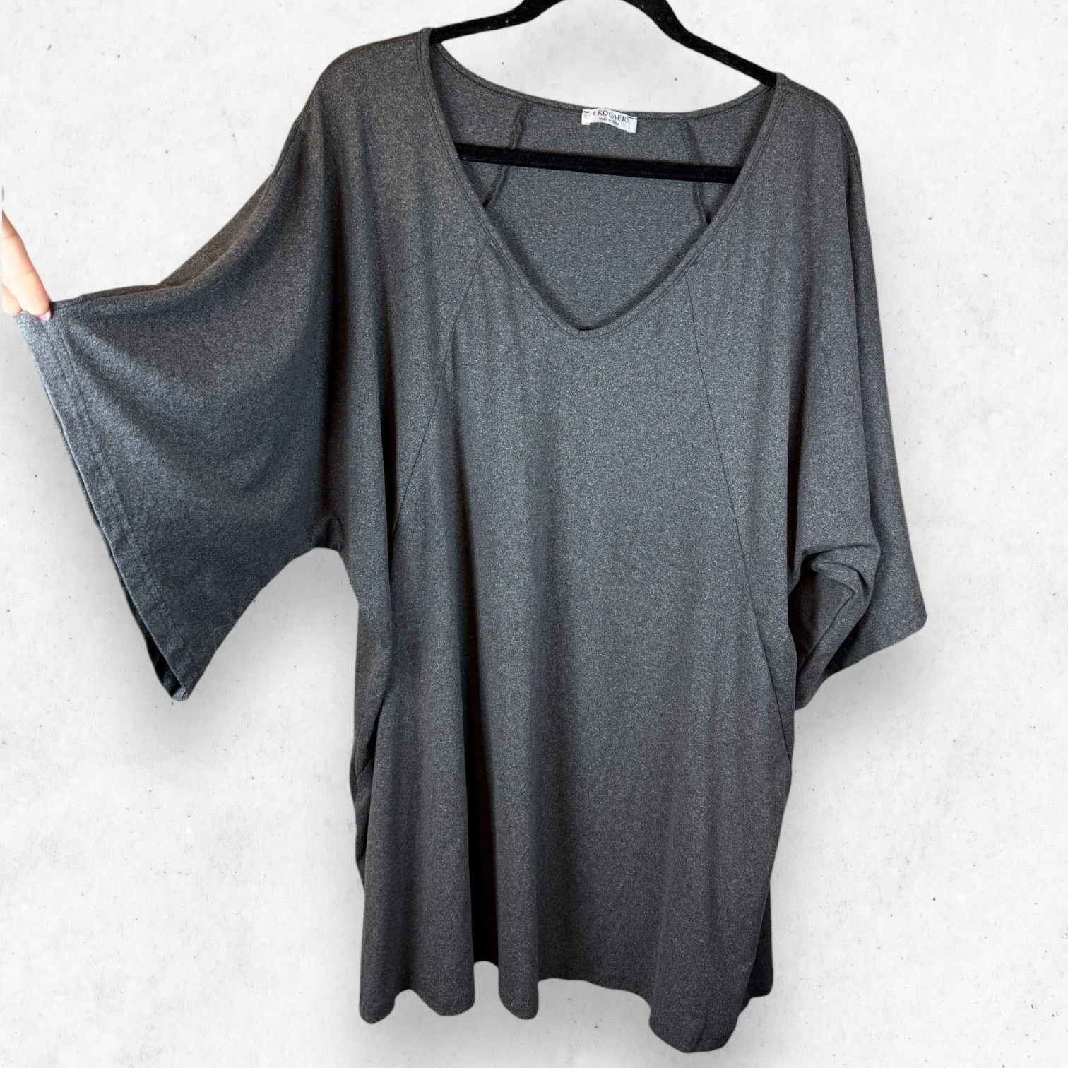 Other Ekouaer Women's L Oversized Gray V-Neck Tunic Dress Batwing Size L / US 10 / IT 46 - 5 Thumbnail