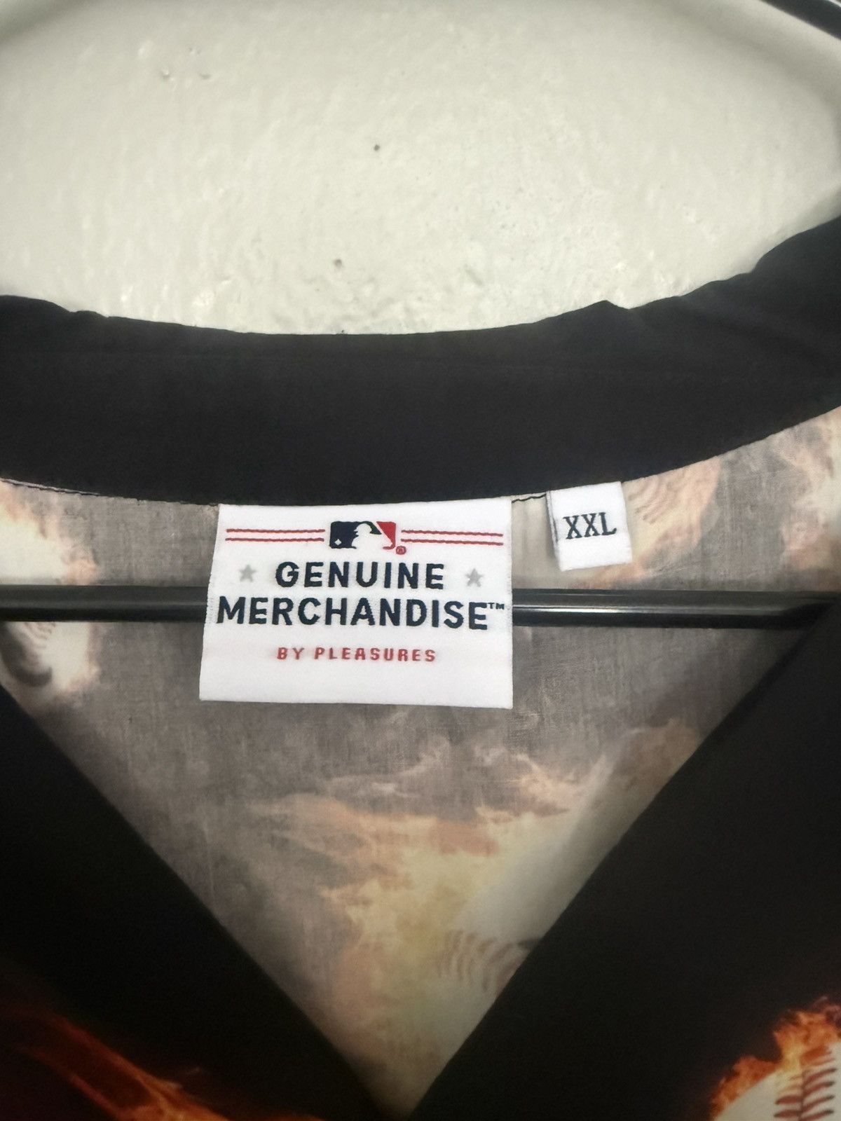 MLB × Pleasures AtlantaBraves PLEASURES Black Flame Fireball Button-Up Shirt Size US XXL / EU 58 / 5 - 3 Thumbnail
