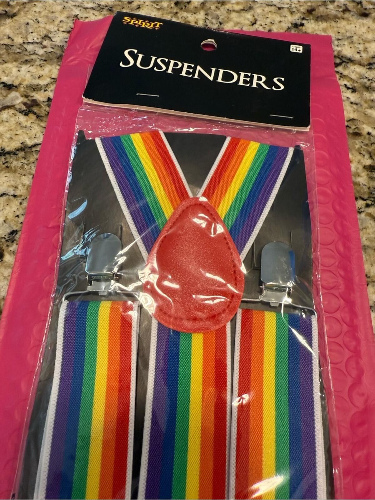 Share Spirit Homme Spirit Halloween rainbow colorful clown suspenders. OS. Size ONE SIZE - 5 Thumbnail