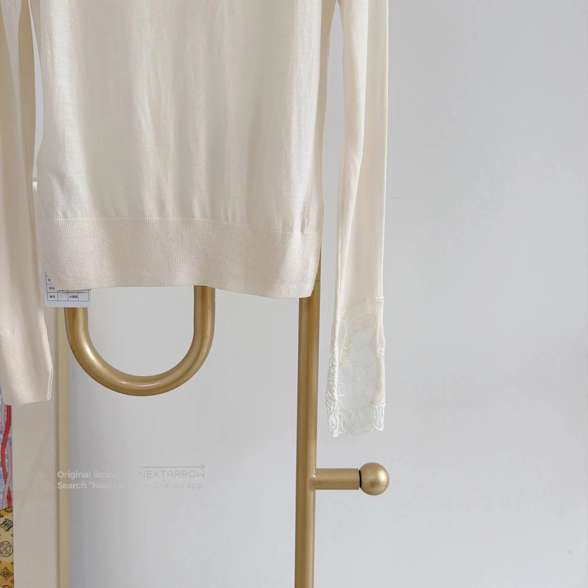 Es Beige Lace Knit Pullover Women's Size 38, Women's (Size Xs) — image 6 of 6