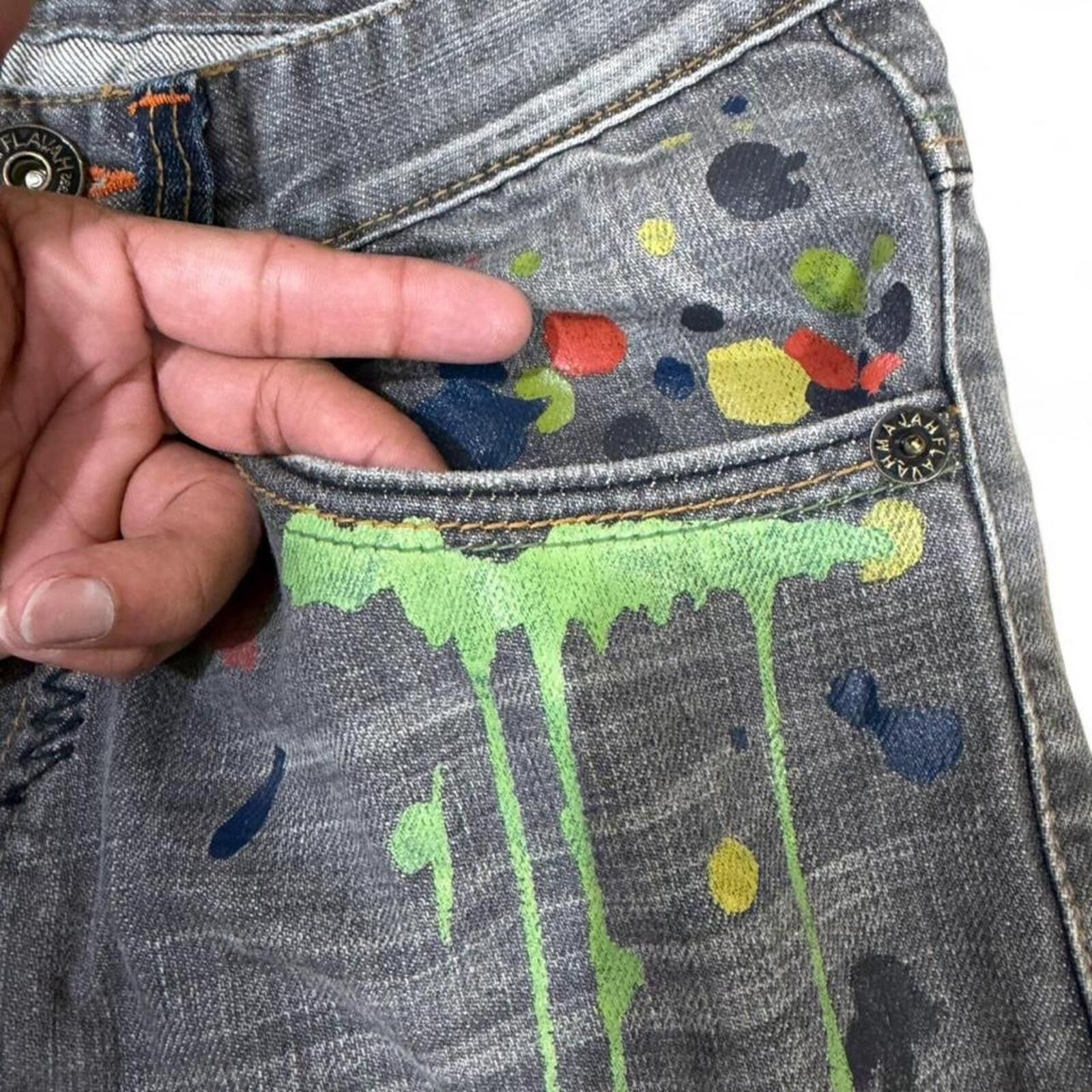 Other MAJAH FLAVAH Paint splatter jeans with unique design Size 29" - 7 Thumbnail