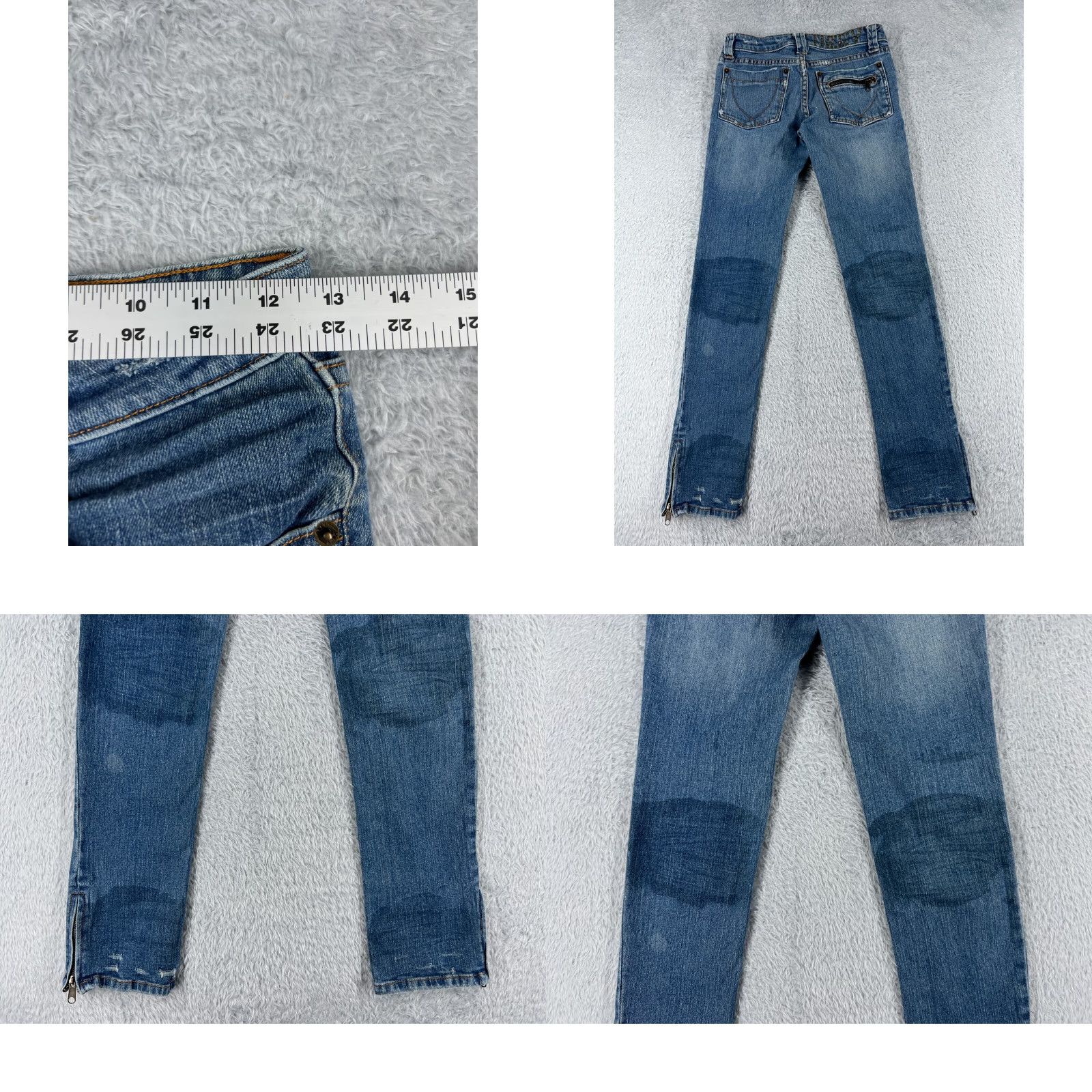 Obey OBEY Jeans 0 24x29 Blue Denim Straight Ankle Zip Studded Womens Size 25" / US 0 / IT 36 - 9 Thumbnail