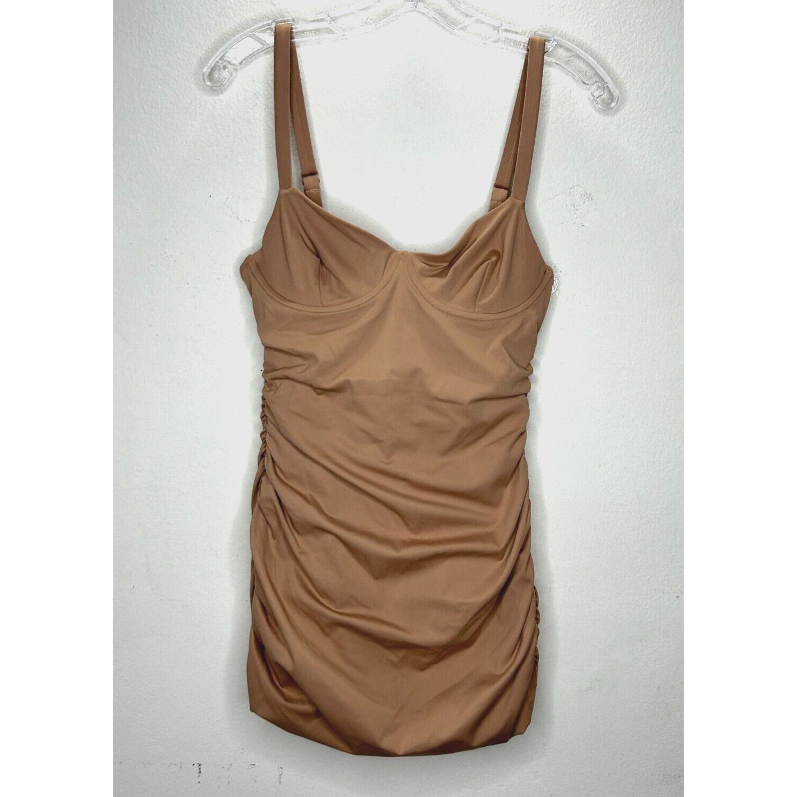 SKIMS NWT Skims Sienna Tan Sculpting Ruched One Piece Swim Dress S Size ONE SIZE - 3 Thumbnail