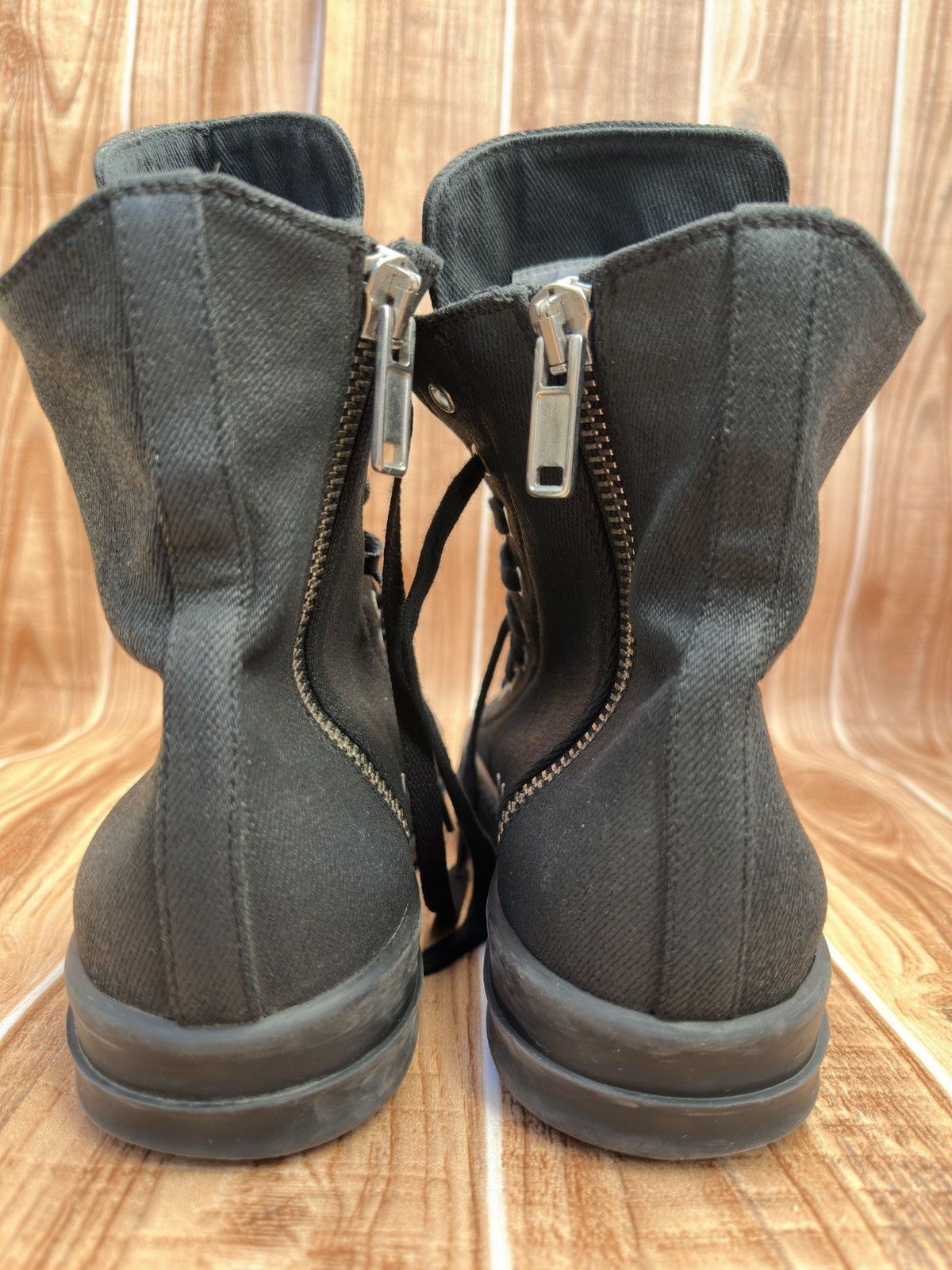 Rick Owens Rick Owens Drkshdw 2016 Black Waxed Canvas Vegan Ramones Size US 7.5 / EU 40-41 - 13 Thumbnail