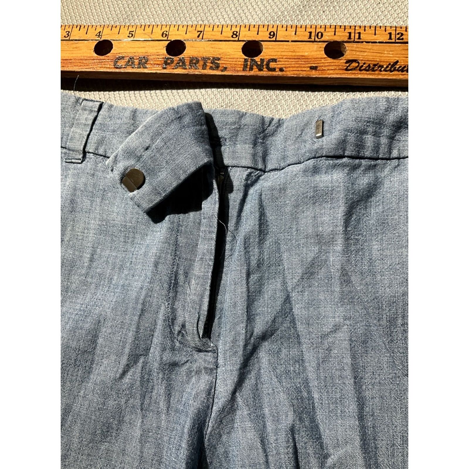 J.Crew VINTAGE J Crew Shorts Womens 10 Blue Sailor Chambray Scalloped Chino Preppy Size 32" / US 10 / IT 46 - 7 Thumbnail