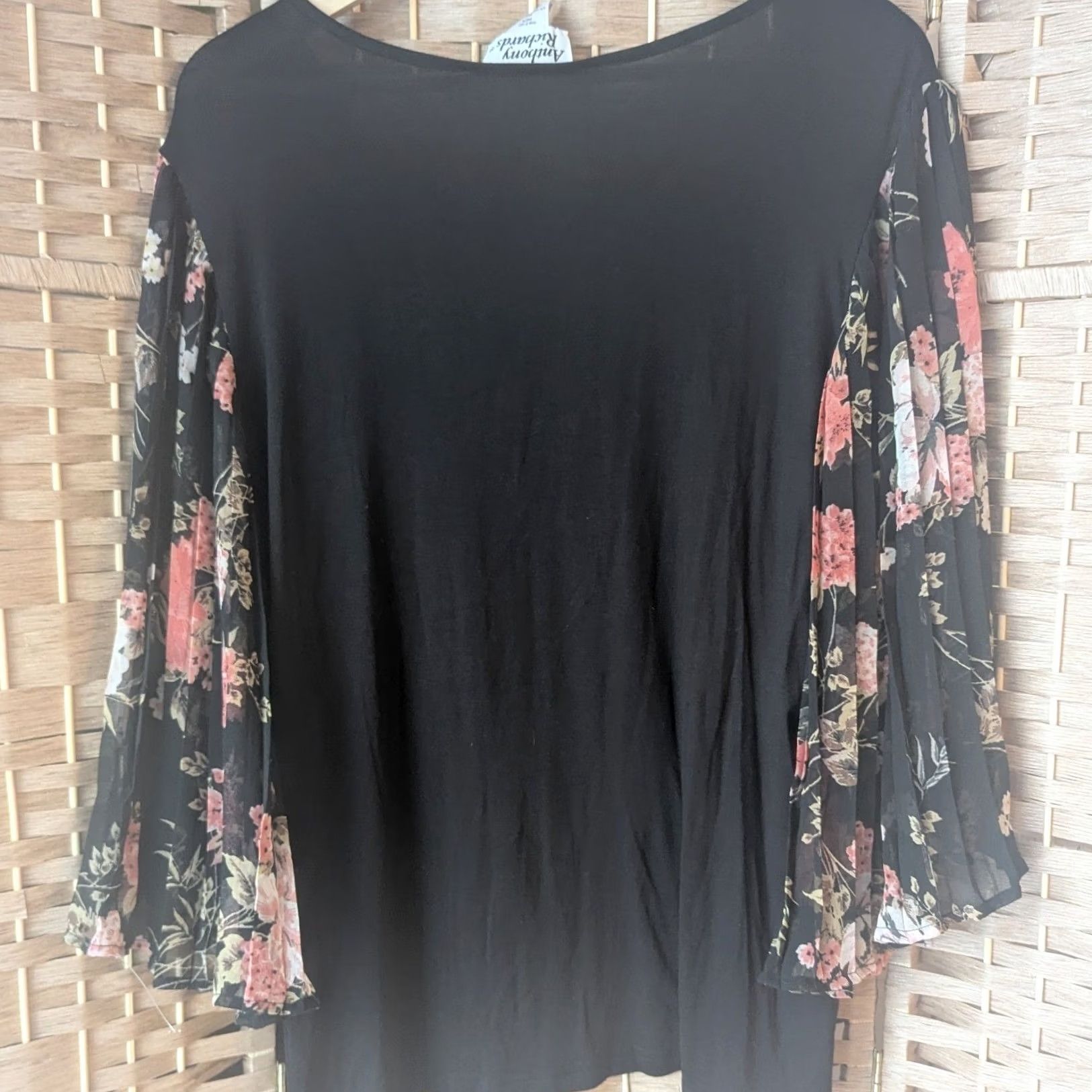 Bell Black Bell Sleeve Blouse Top Womens L Jersey Floral Pleated Scoop Neck Boho NATURE Fall Spring Summer Winter Party Casual Womens Size L / US 10 / IT 46 - 3 Thumbnail