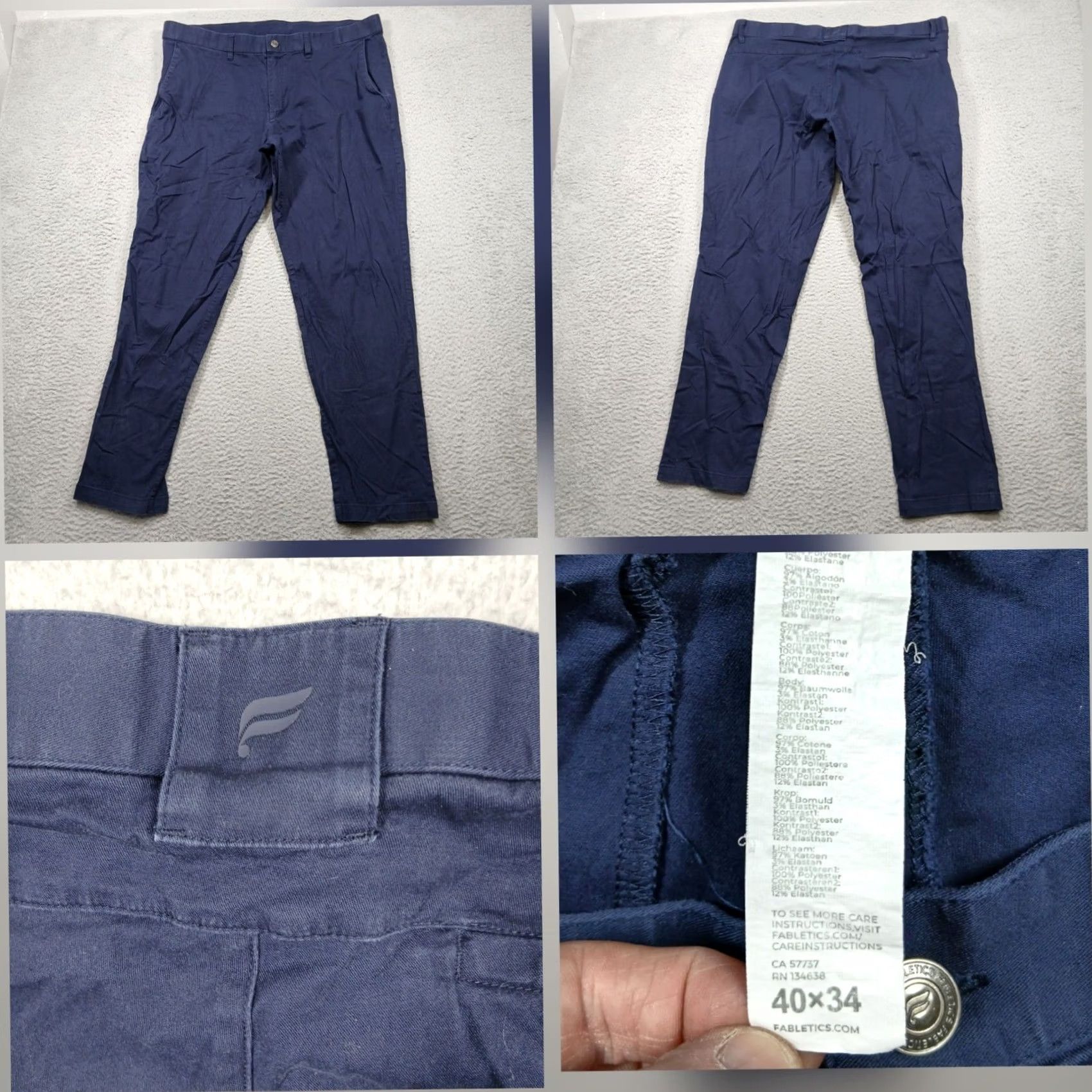 Fabletics Fabletics Pants Mens 40x34 Navy Chino Stretch Athletic Casual Size US 40 / EU 56 - 2 Thumbnail