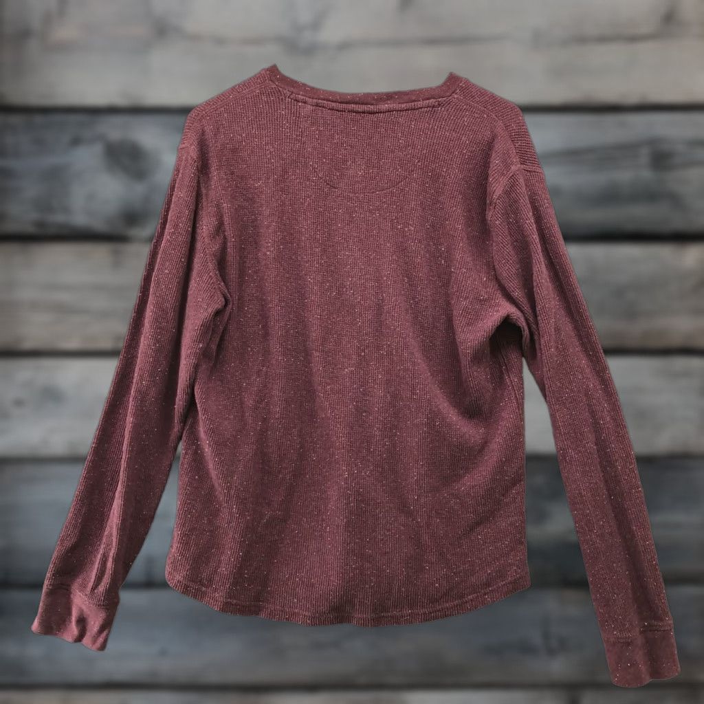 Lucky Brand Lucky Brand Waffle Knit Henley Long Sleeve Shirt Mens M Burgundy Thermal Snow Size US M / EU 48-50 / 2 - 1 Thumbnail