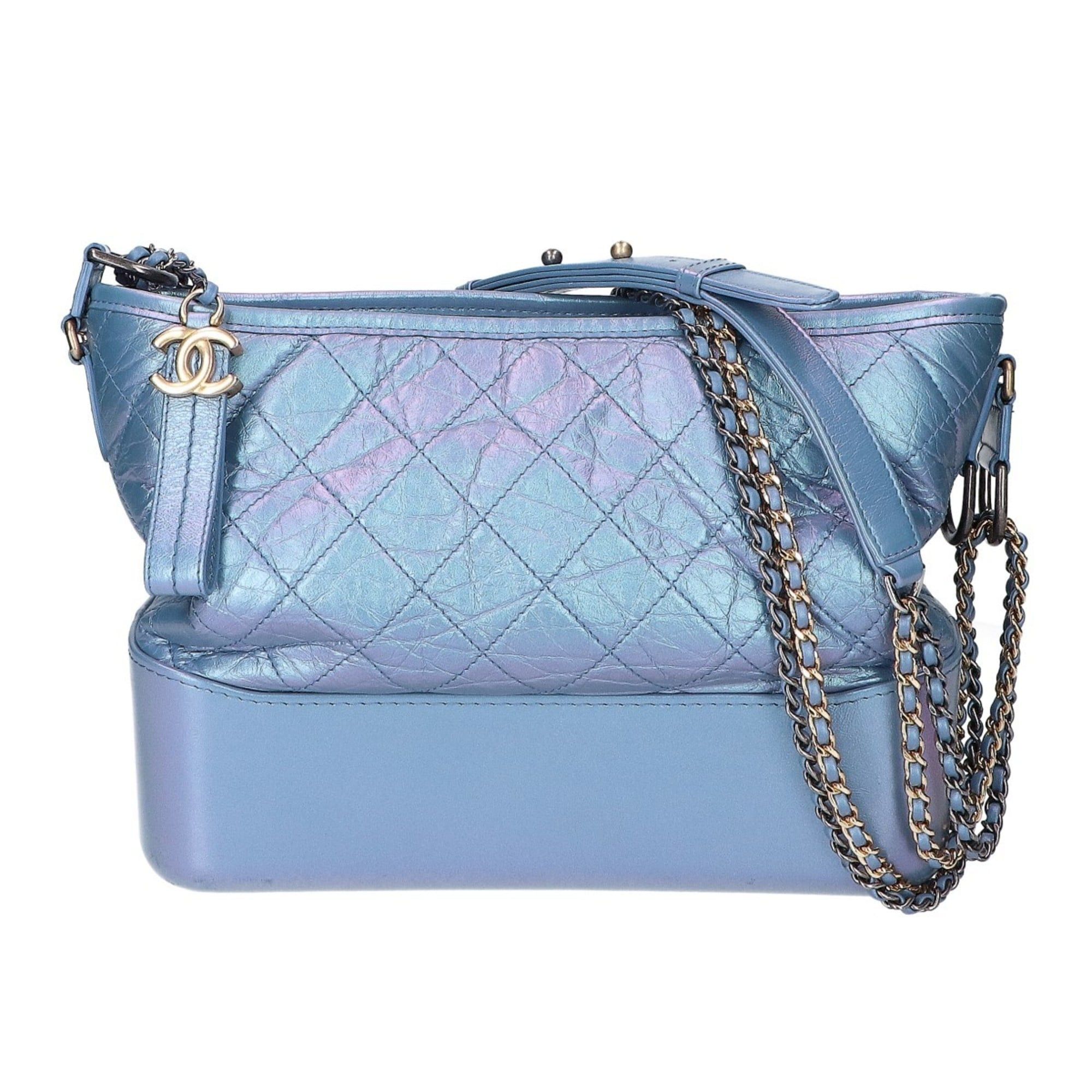 Chanel Gabrielle De Chanel Vintage Calfskin Chain Shoulder Bag In Aurora Blue, No. 28, Women's