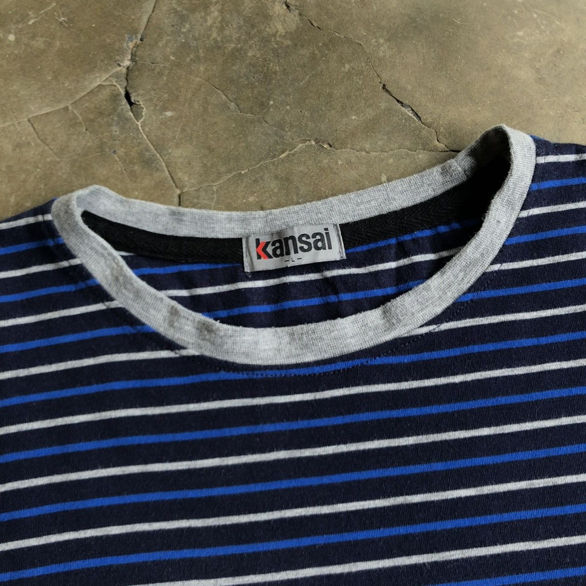 Japanese Brand 2000s Kansai Yamamoto Japan Pocket Stripe T-shirt Size US L / EU 52-54 / 3 - 8 Thumbnail