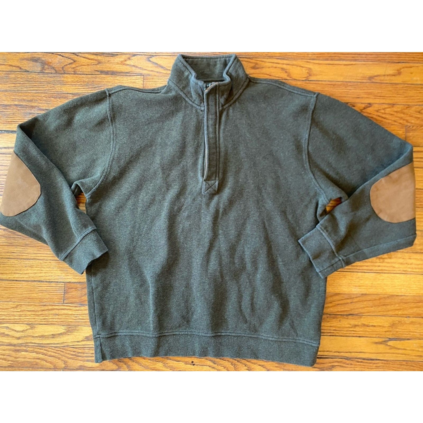 Orvis Men's Orvis Quarter Zip Sweatshirt Green L Elbow Patches Size US L / EU 52-54 / 3 - 1 Thumbnail