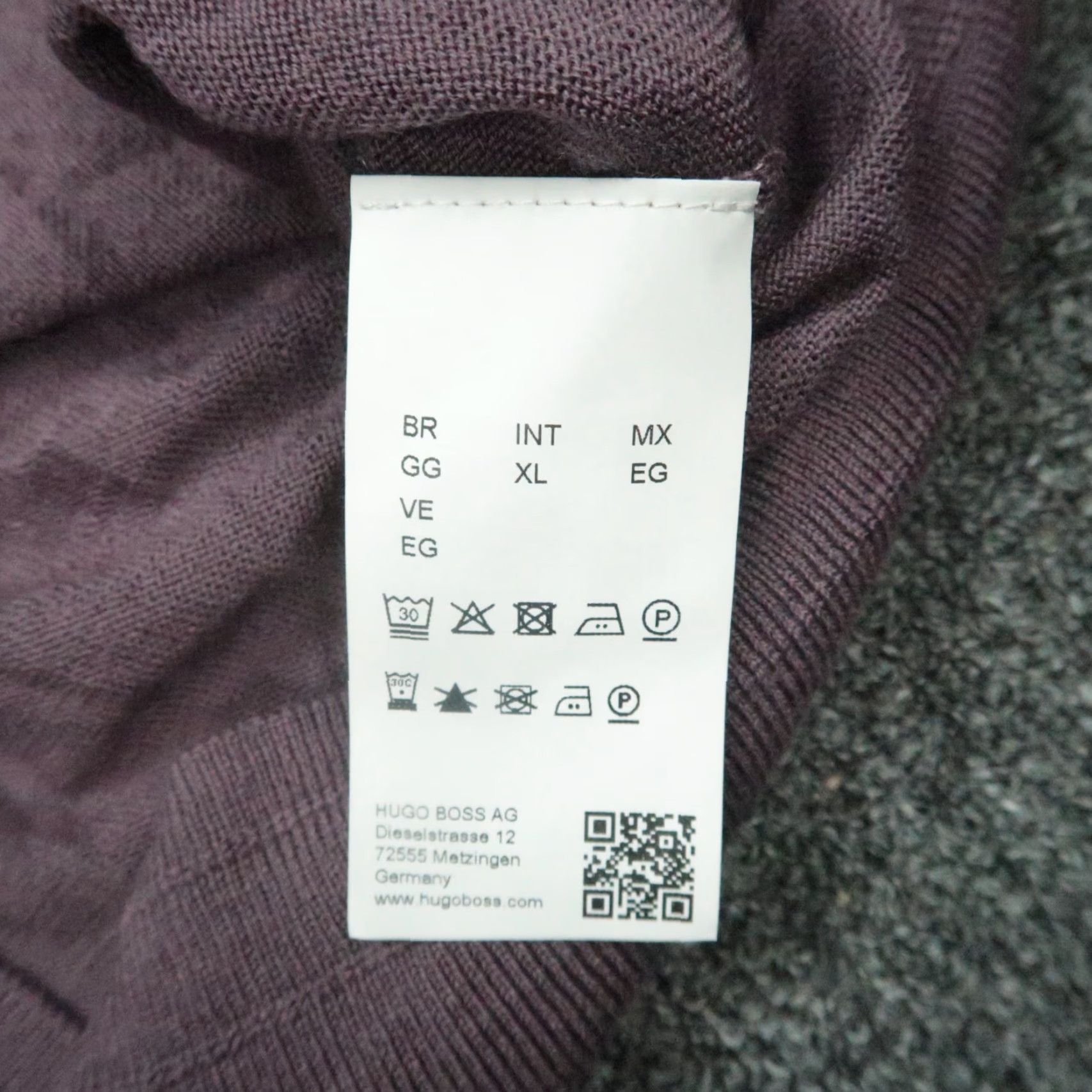 Hugo Boss HUGO BOSS Sweater Men XL Purple Wool Crew Neck Knit Pullover Slim Long Sleeve All Seasons Winter Spring Fall Size US XL / EU 56 / 4 - 5 Thumbnail
