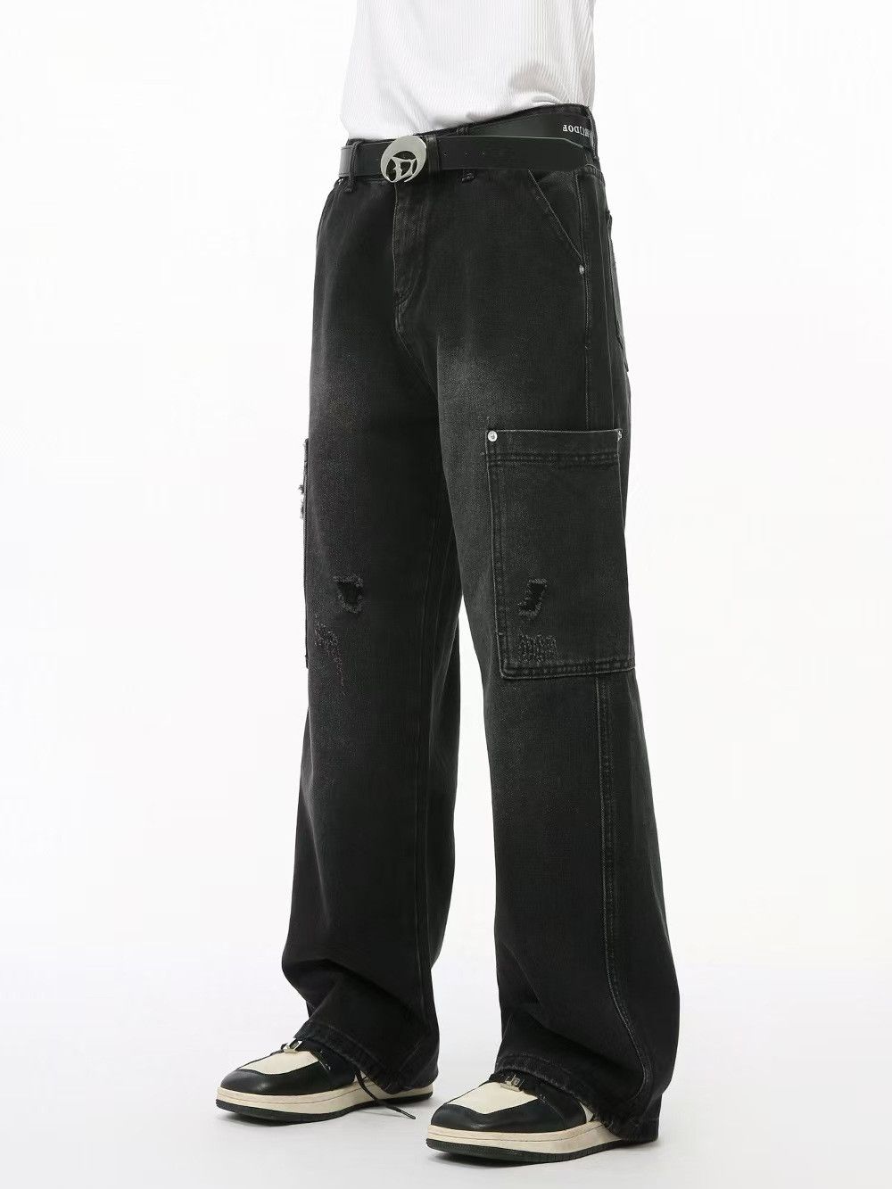 Japanese Brand × Jean High street ripped side pocket washed denim work trousers Size US 33 - 3 Thumbnail
