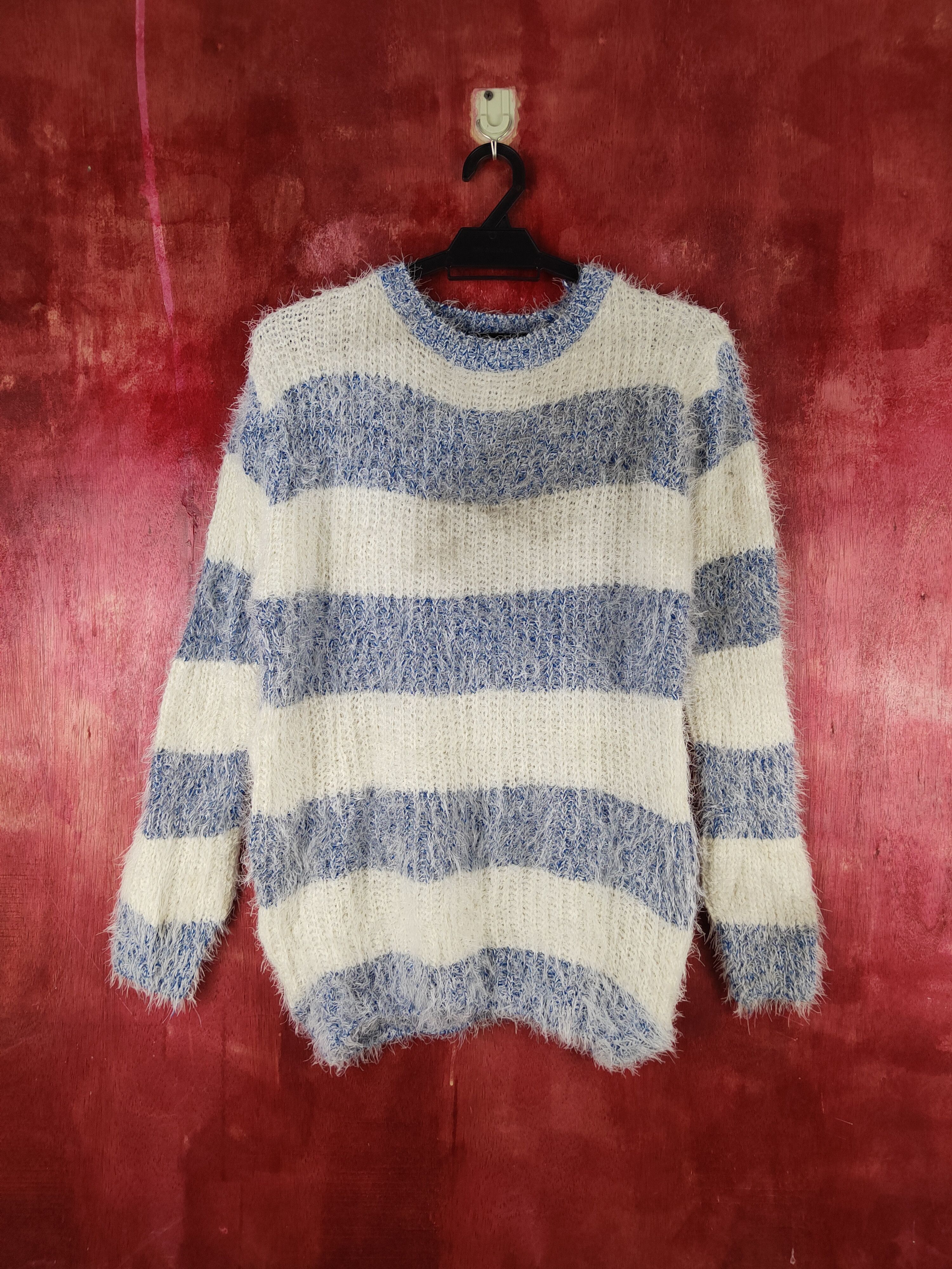 Avantgarde by Japanese Brand Blue White Fur Mohair Knitwear