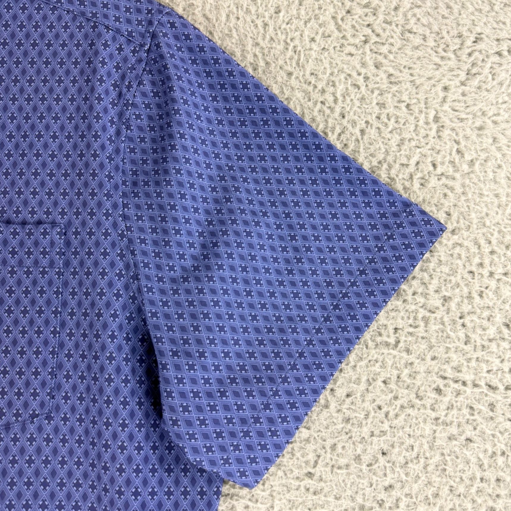 Vintage 7 Diamonds Button-Up Shirt Mens M Purple Geo Print Casual 4 Way Stretch Geometric Size US M / EU 48-50 / 2 - 3 Thumbnail