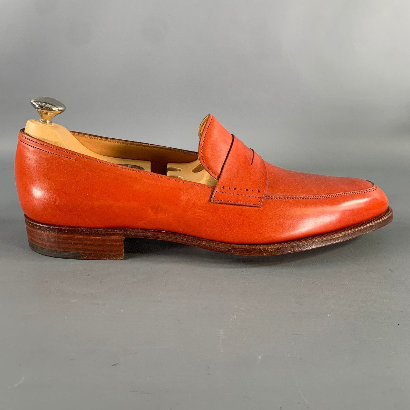John Lobb JOHN LOBB Size 9 Orange Red Leather Penny Loafers Size US 9 / EU 42 - 2 Thumbnail