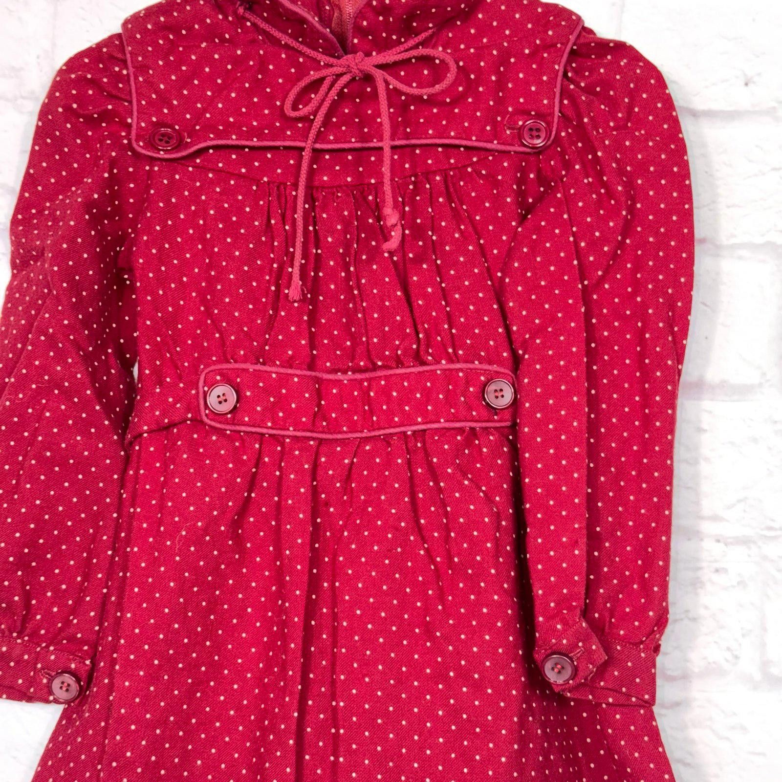 Other Vintage Le Monde des Enfants Burgundy Polka Dot Dress Size 5 Size ONE SIZE - 2 Thumbnail