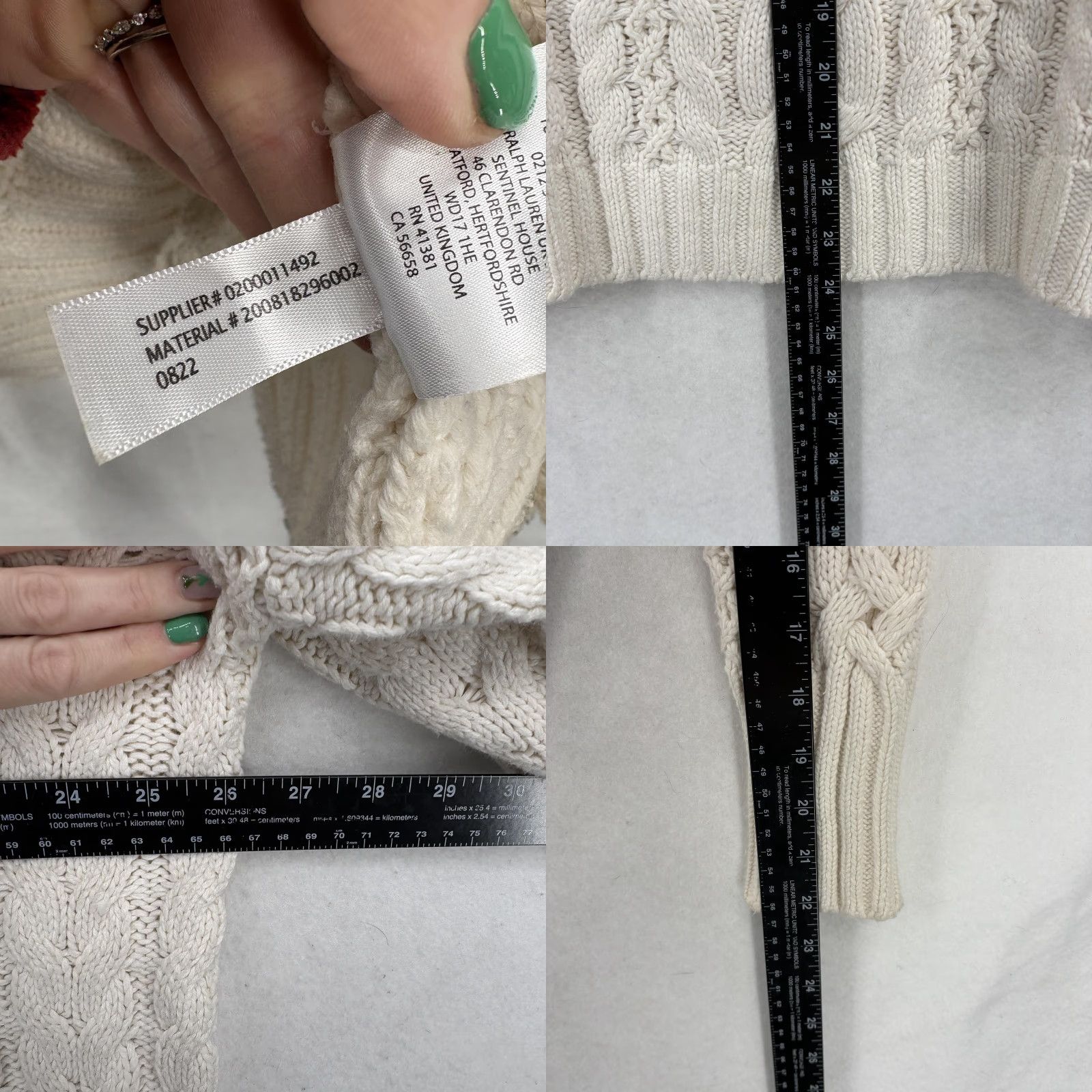 Ralph Lauren Lauren Ralph Lauren Sweater Womens Large White Cable Knit Cowl Neck Fisherman Size L / US 10 / IT 46 - 8 Thumbnail