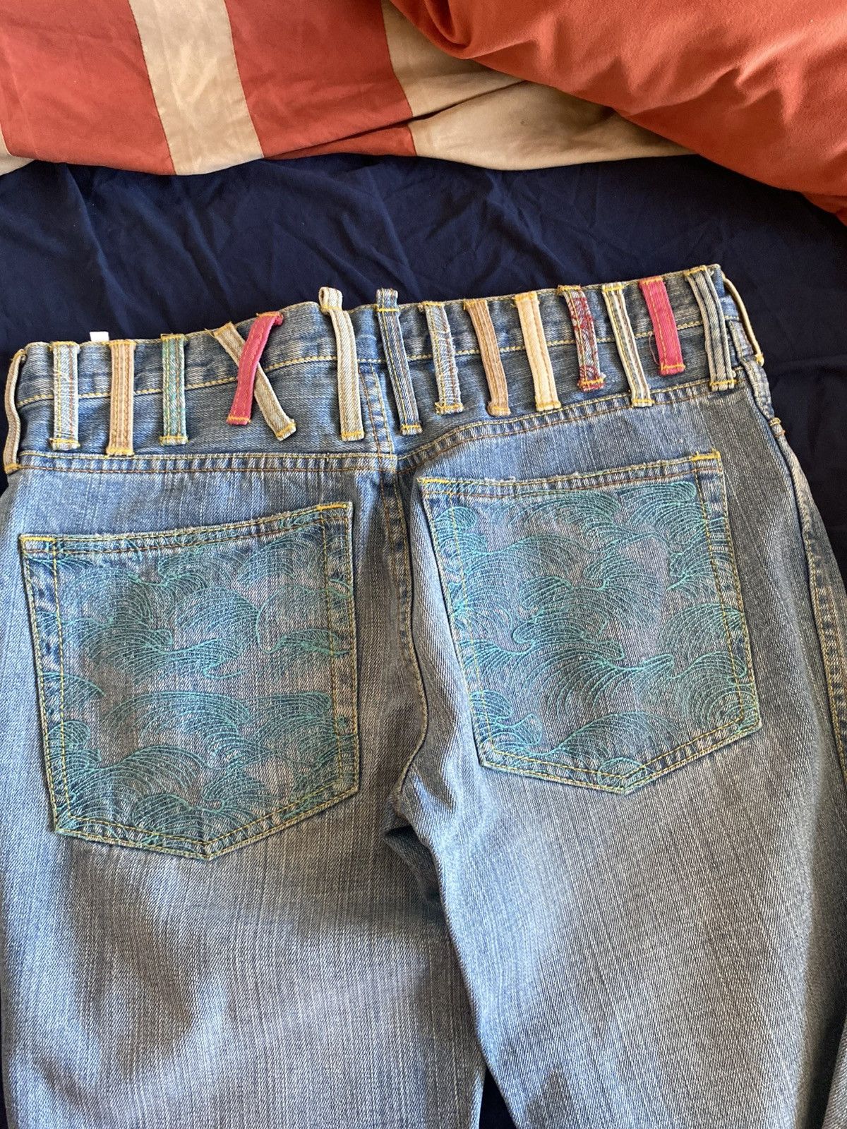 Red Monkey RMC Martin Ksohoh Selvedge Jeans – Wave Embroidered Pockets Size US 34 / EU 50 - 6 Thumbnail