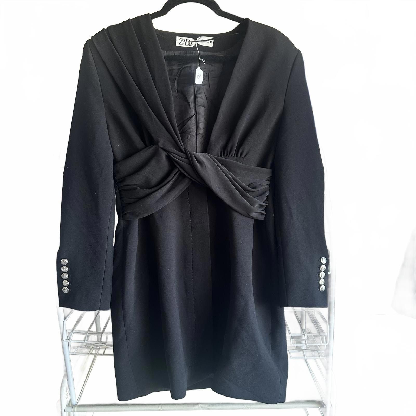 Zara Elegant ZARA Black Dress with Twisted Front Size L / US 10 / IT 46 - 1 Preview
