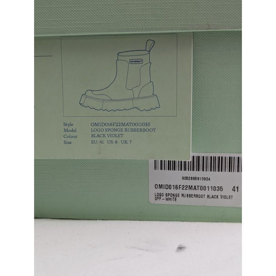 Off-White o1rshd1 Logo Sponge Rubber Boots in Black Violet Size US 8 / EU 41 - 13 Thumbnail