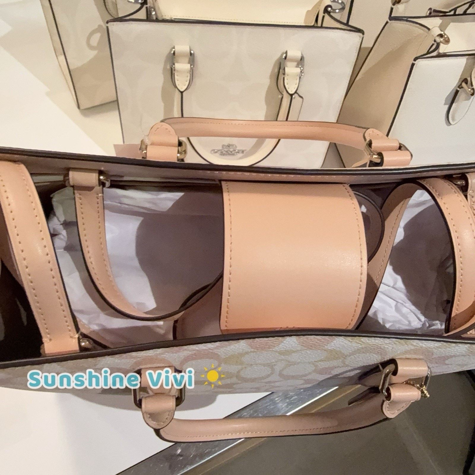Coach NWT Coach Maggie Tote Bag Pretty Signature Chalk/Pink CDZ06 Size ONE SIZE - 3 Thumbnail
