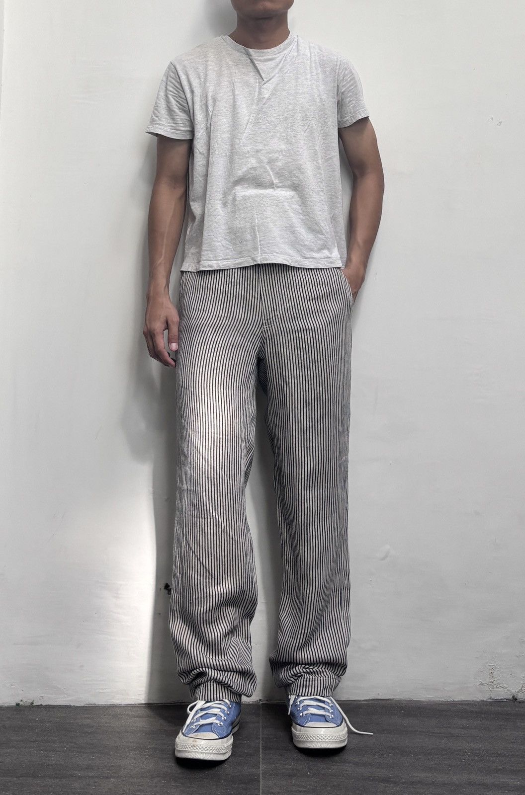 Comme des Garcons Homme Deux FREE TAX! CDGH Deux Linen Striped Trousers Size US 31 - 1 Thumbnail