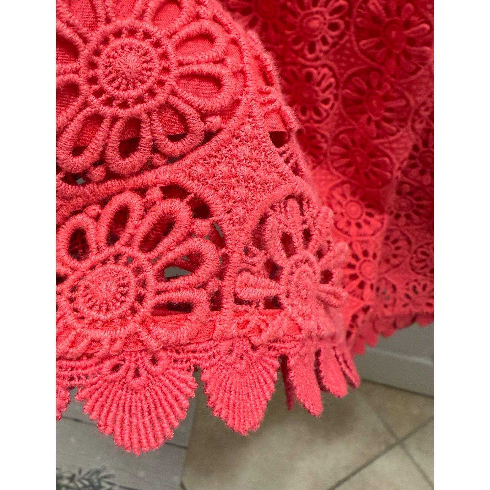 Boden Womens Dress 14R Coral Poppy Lace Shift Wedding Guest