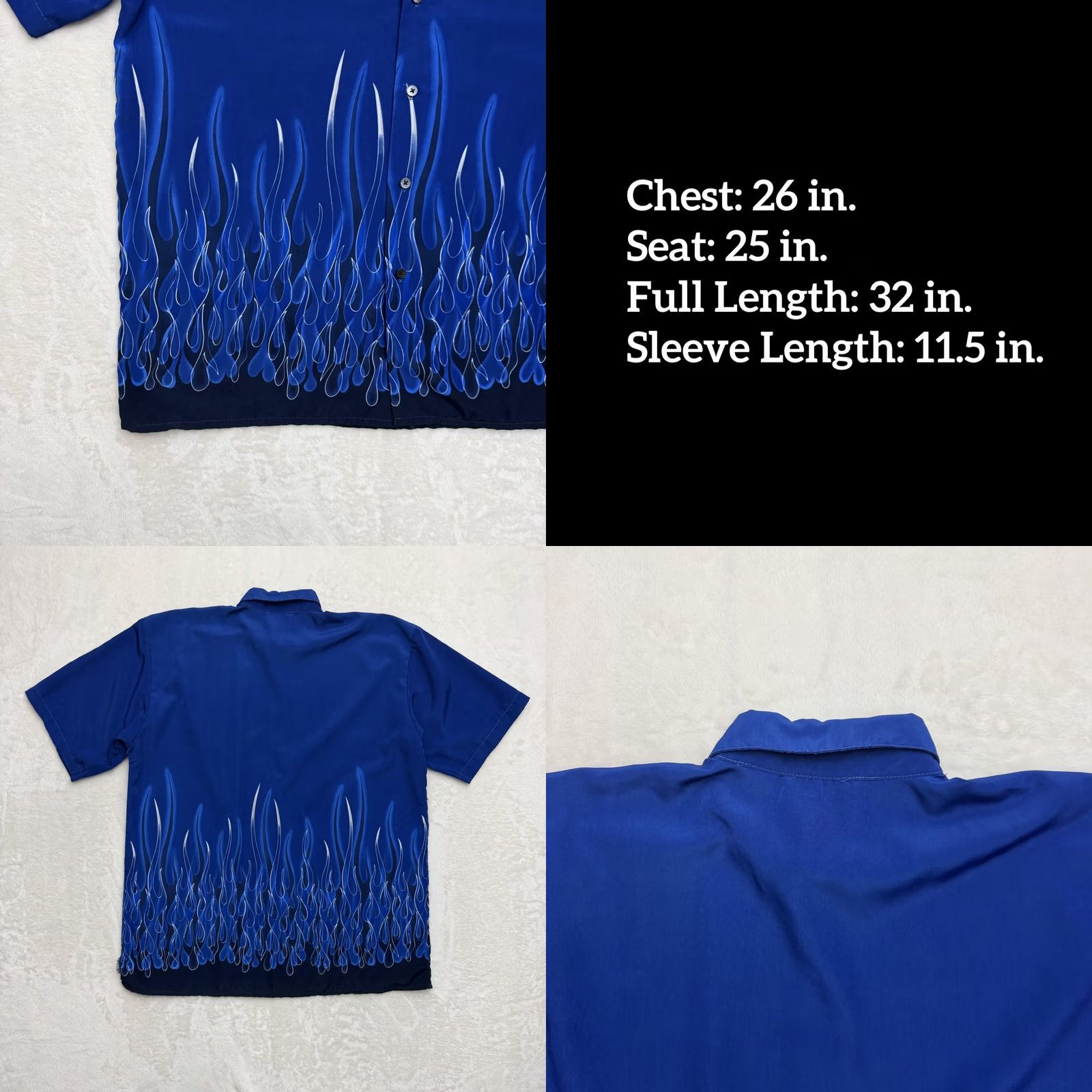 Vintage Urge Shirt 2XL Blue Flame Graphic Button Up Short Sleeve Camp Casual Mens Shirt Size US XXL / EU 58 / 5 - 8 Thumbnail