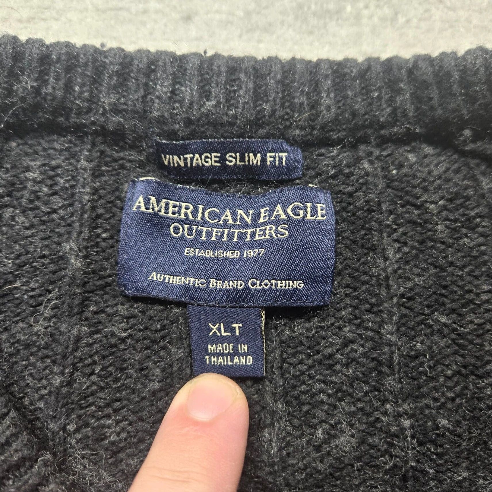 American Eagle Outfitters VINTAGE American Eagle Men's Sweater Long Sleeve Crew Neck Pullover All Seasons Black XLT Tall Size US XL / EU 56 / 4 - 3 Thumbnail