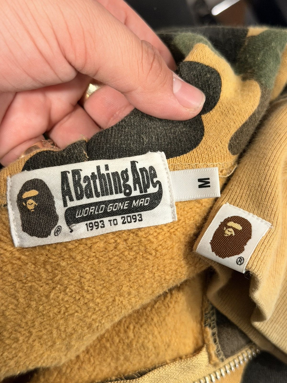 Bape BAPE Shark Full Zip Hoodie – Yellow Camo – Medium – PreOwned Size US M / EU 48-50 / 2 - 5 Thumbnail