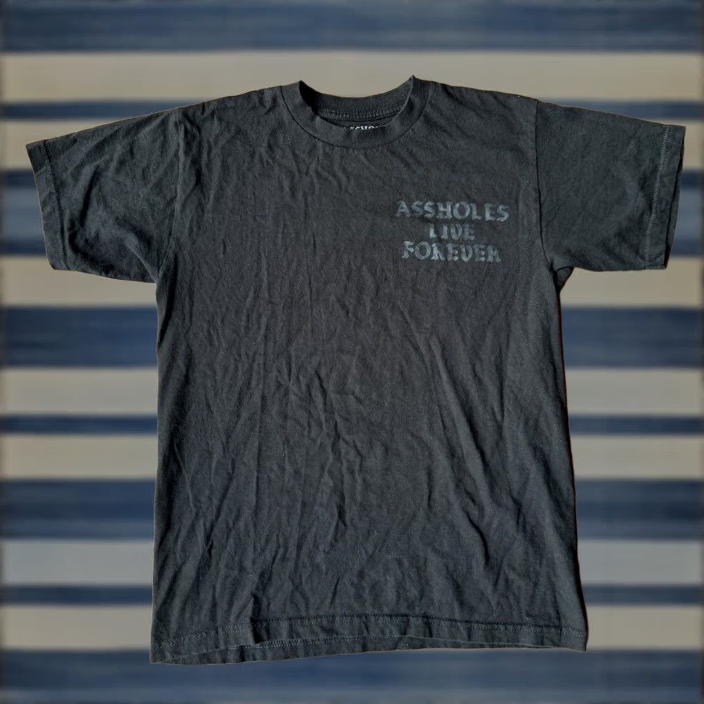 Olive Aholes Live Forever T-Shirt Men Short Sleeve Crew Neck Black Medium Grunge Logo Graphic Print Vintage No Size US M / EU 48-50 / 2 - 1 Thumbnail
