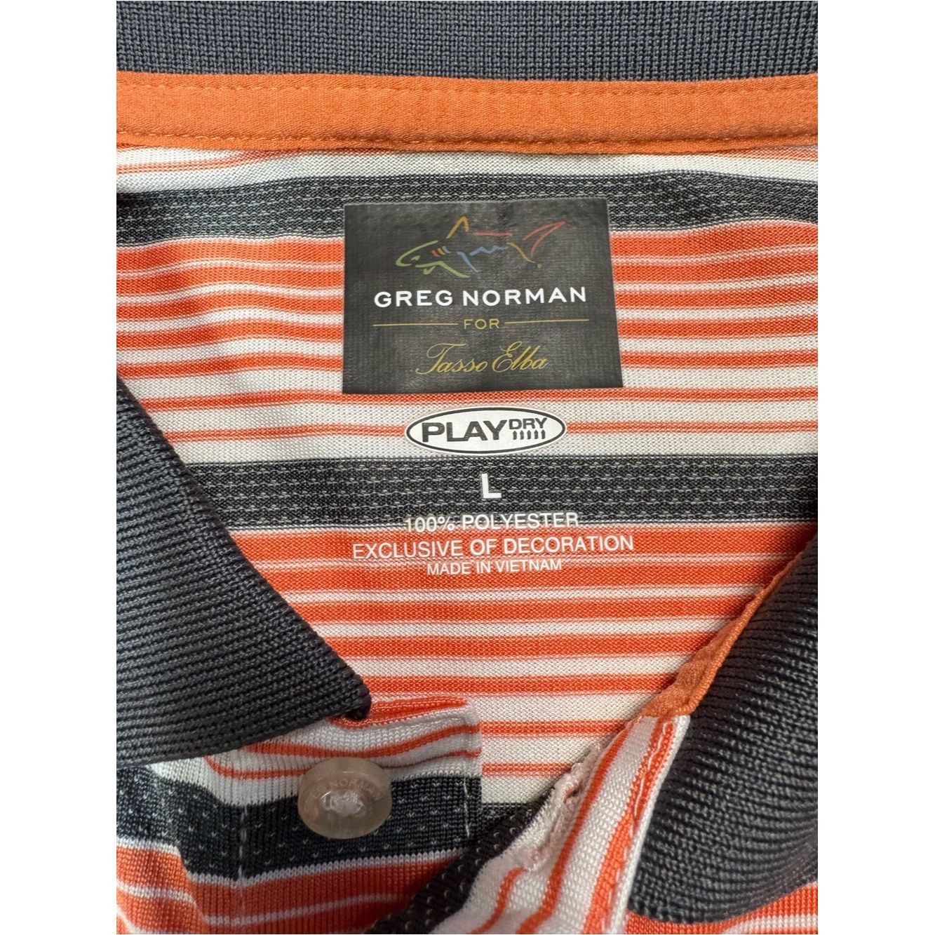 Greg Norman Greg Norman For Tasso Elba Orange Dark Grey Striped Polo Sh Size US L / EU 52-54 / 3 - 6 Thumbnail