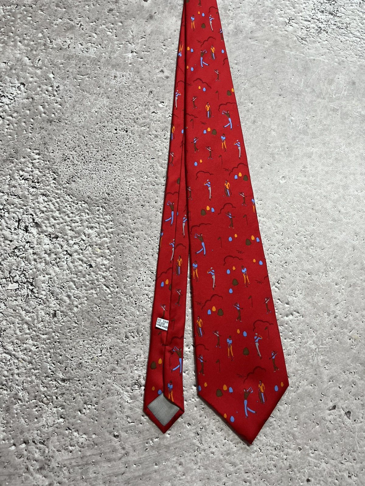 Christian Dior Monsieur × Dior × Vintage Christian Dior Red Silk Tie Golf Print Hand Made in Italy Size ONE SIZE - 2 Thumbnail