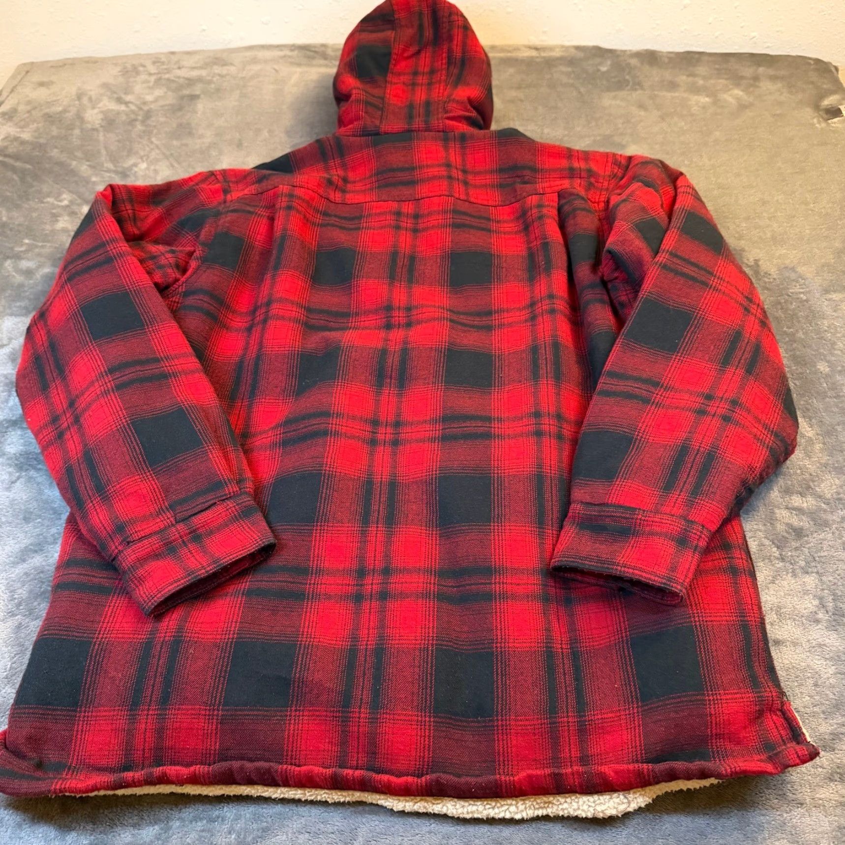 Vintage Wolverine Shirt Jacket Mens M Red Black Plaid Sherpa Lined Hooded Insulated Quilted Cotton Blend 60% Cotton 40% Polyester Size US M / EU 48-50 / 2 - 4 Thumbnail