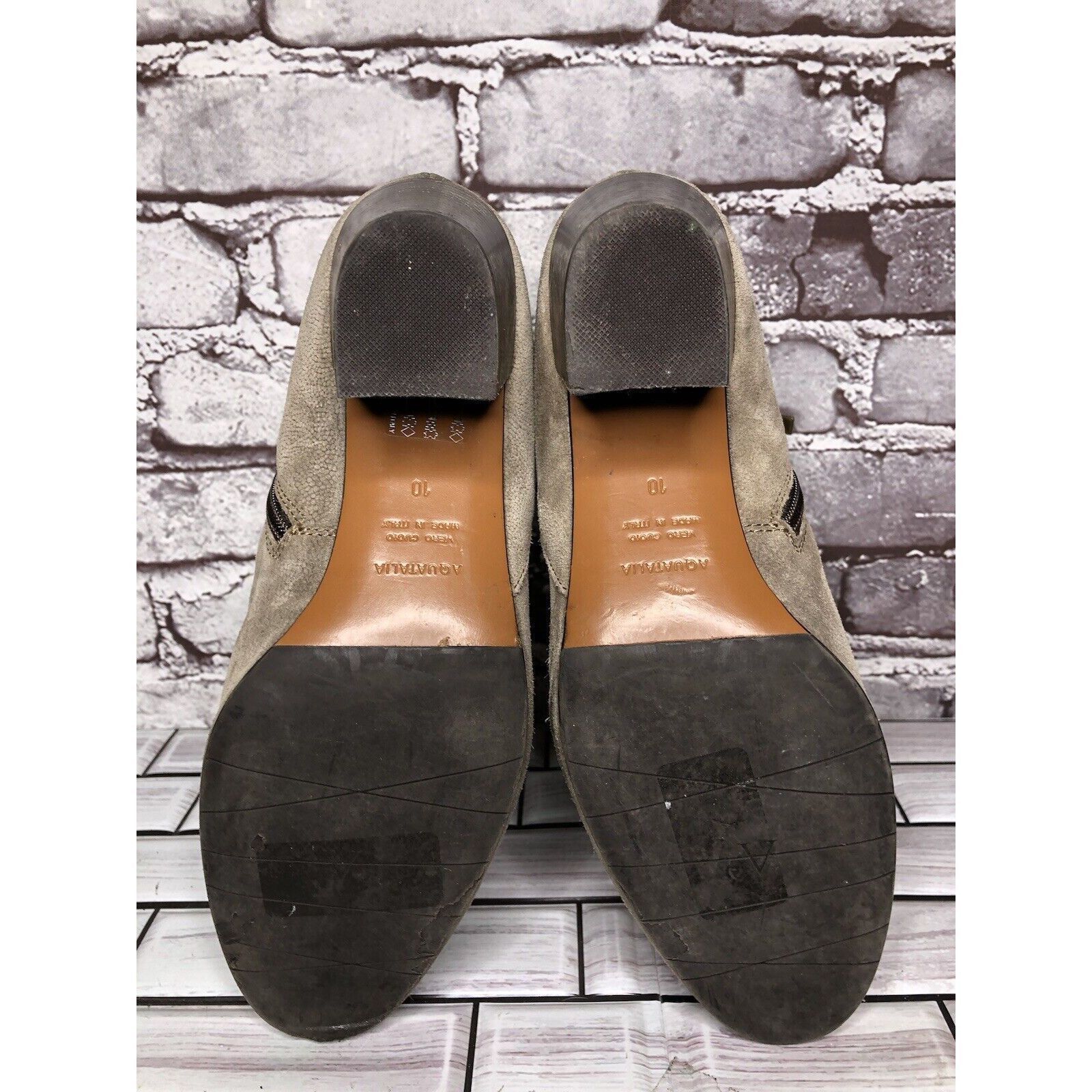 Aquatalia Aquatalia Taupe Suede Leather Side Zip Heel Ankle Booties Wo Size US 10 / IT 40 - 6 Thumbnail
