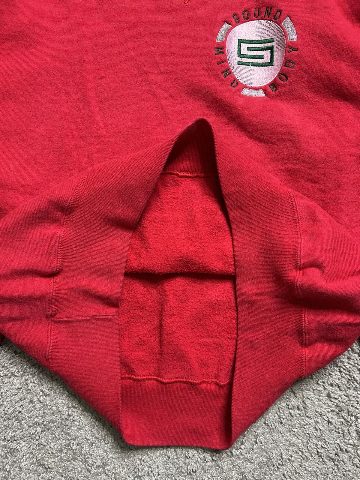 Champion Vintage 90s Champion Sweatshirt Sound Mind Body Red USA Size US XL / EU 56 / 4 - 4 Thumbnail
