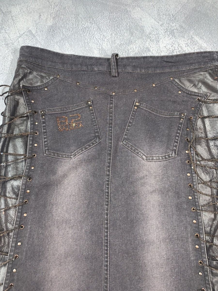 Japanese Brand × Vintage Vintage Y2K Denim/Leather faded maxi skirt Japanese bondage Size 32" / US 10 / IT 46 - 8 Thumbnail