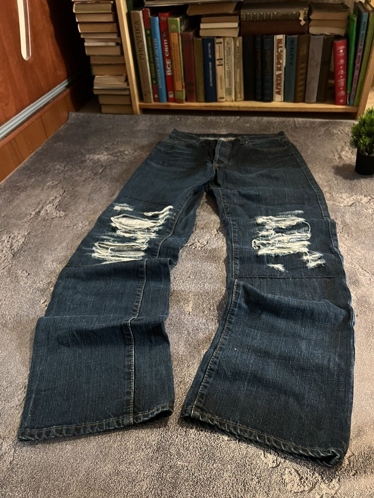 Vintage CRAZY Baggy Vintage Drip Cut Jeans / Avan-Garde Style Y2K Size US 30 / EU 46 - 3 Thumbnail