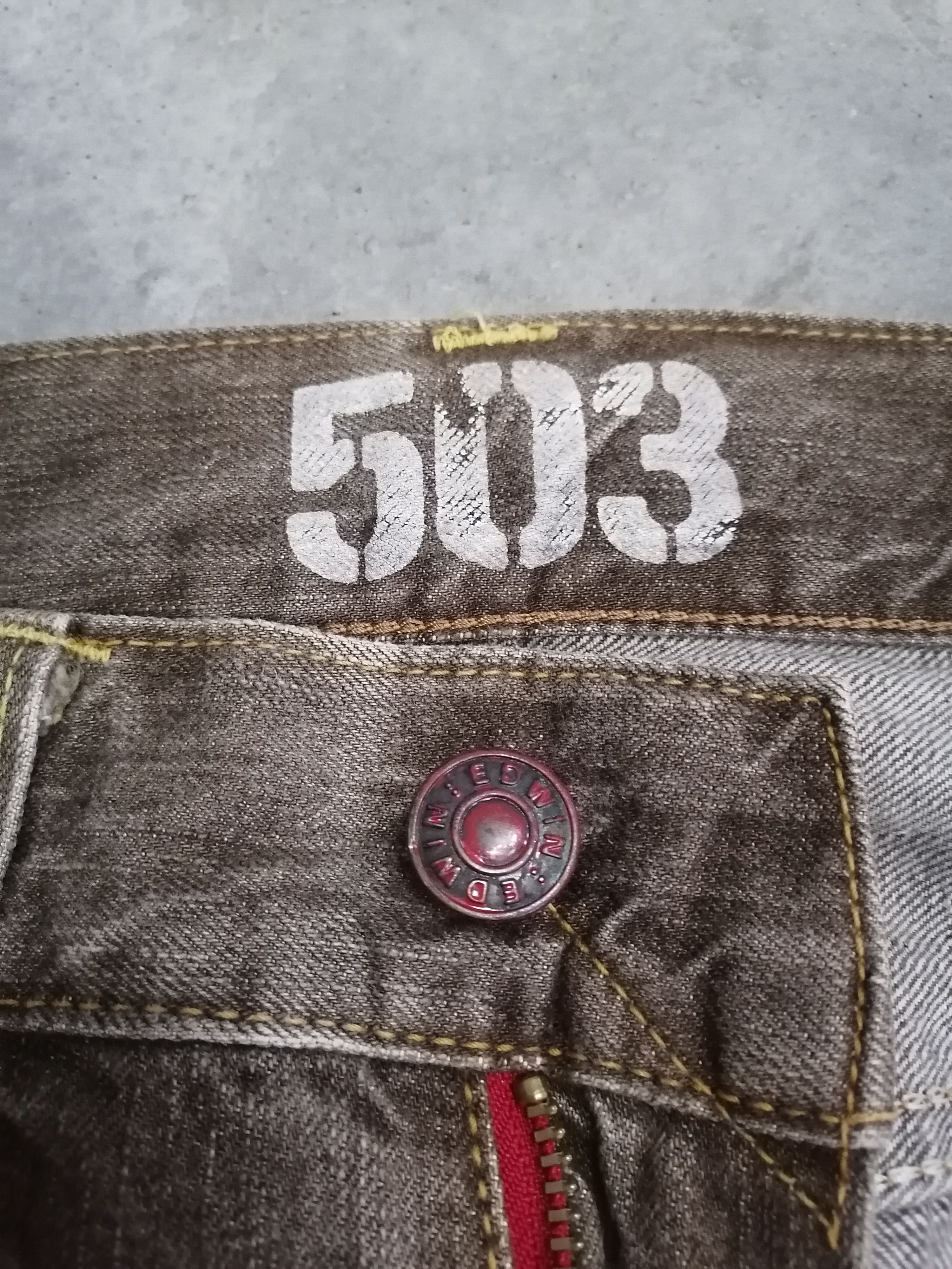 14th Addiction × Japanese Brand Edwin 503 Brown Claw Mark Distressed Denim Pants Size US 34 / EU 50 - 6 Thumbnail