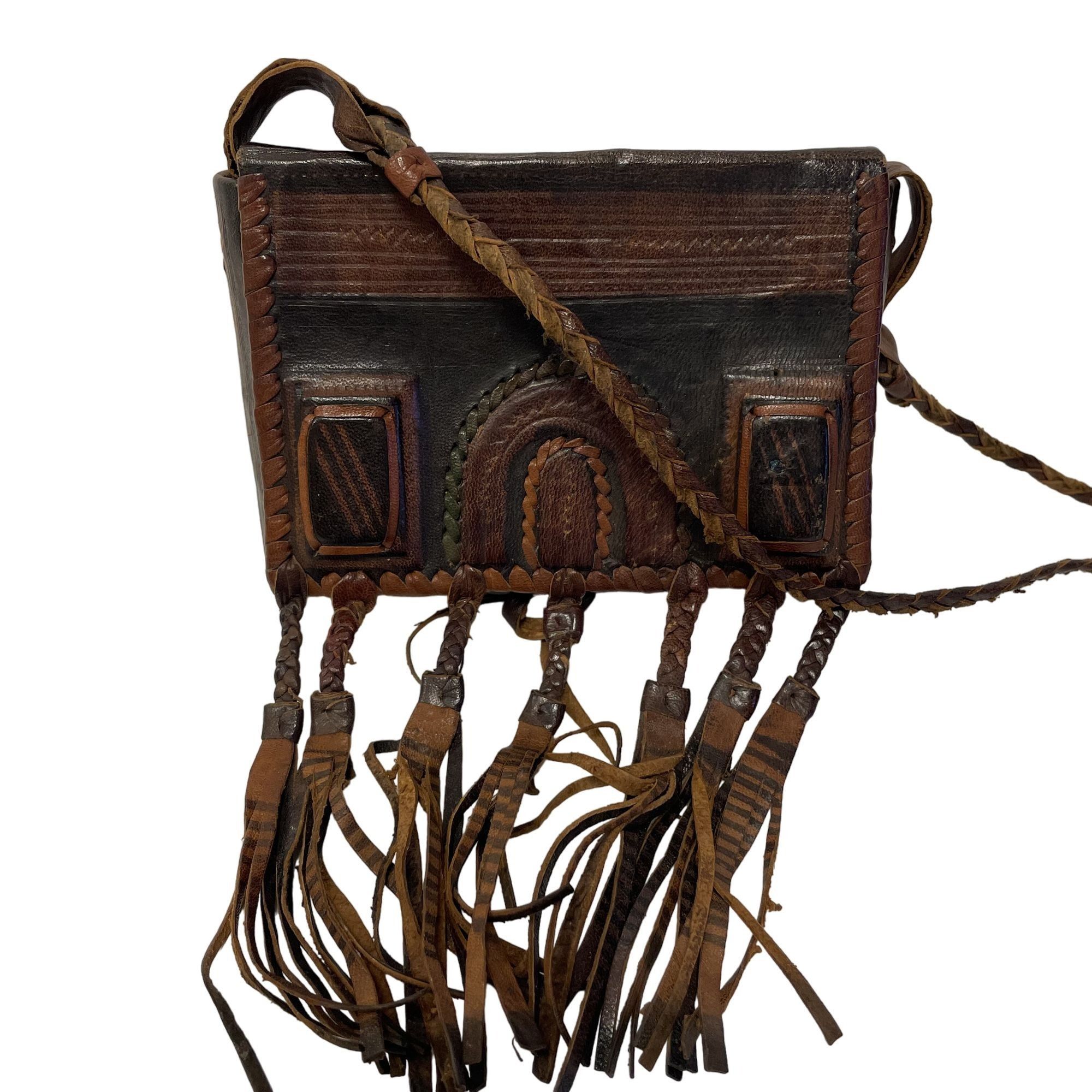 Other Vtg Custom Handmade GYPSY Leather TASSEL LACED Purse Size ONE SIZE - 1 Thumbnail