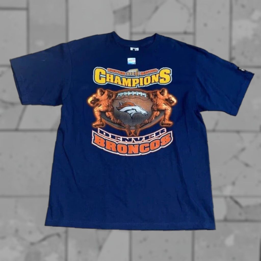 Starter VINTAGE Starter SUPER BOWL XXXIII DENVER BRONCOS Graphic Tee Mens Large Blue USA Size US L / EU 52-54 / 3 - 1 Thumbnail